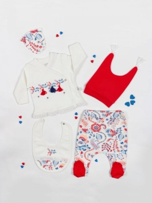 Girl 5 Piece Set Red 0-3 Months Unit Price: $6.50