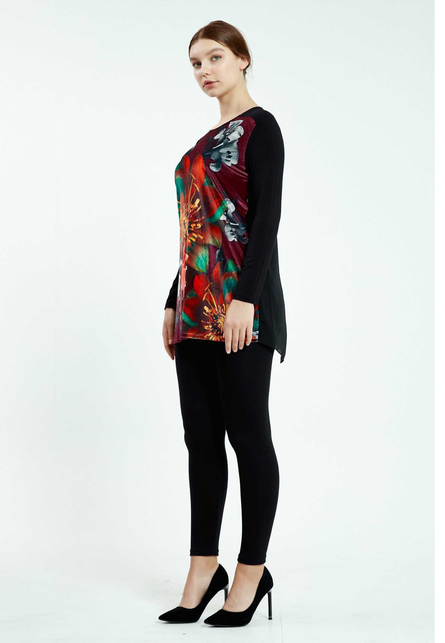 Long Sleeve Floral Regular Tunic Multicolor - Unit Price: 14$