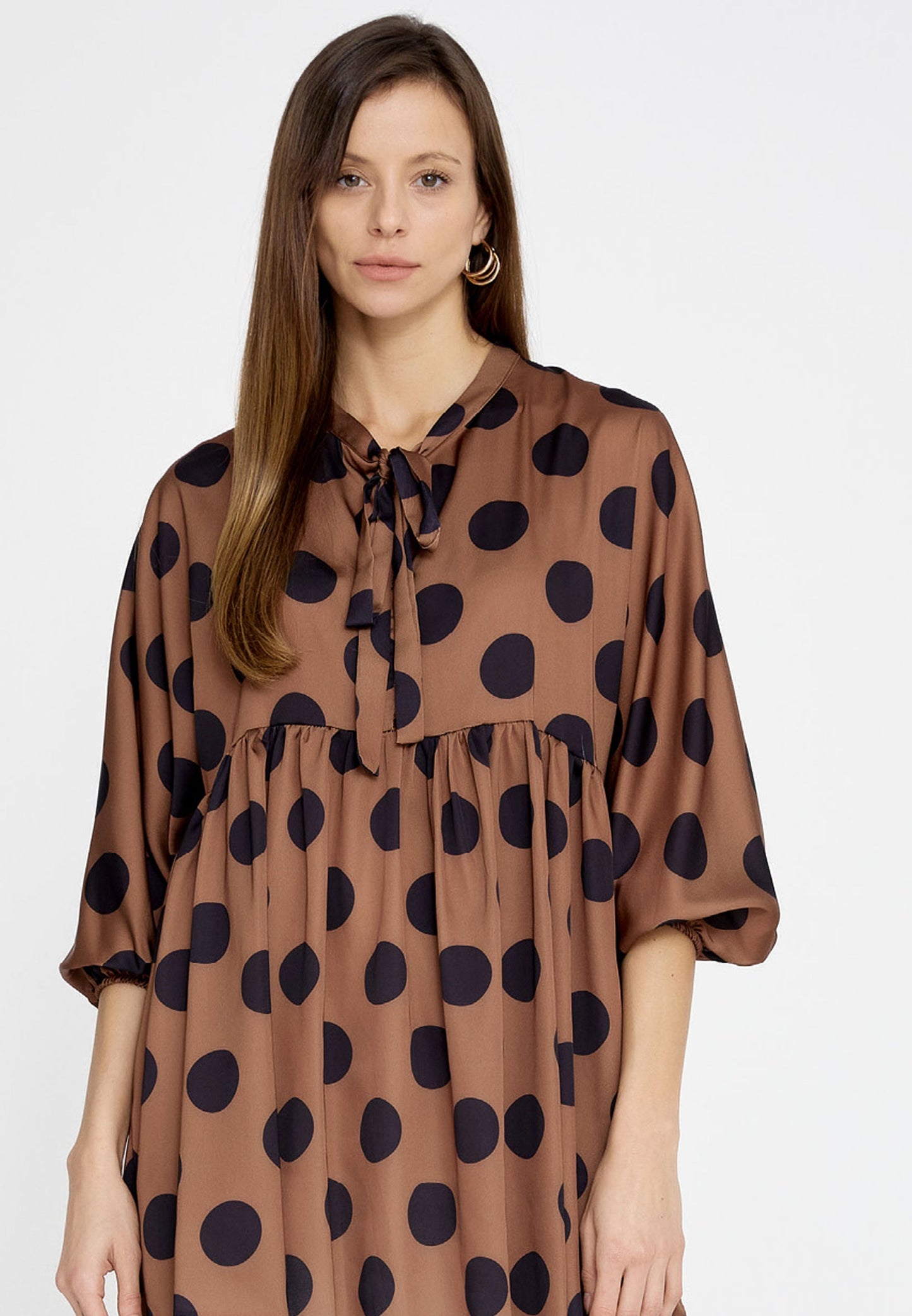 Mid-Length Geometric Regular Tunic Brown-Black - Unit Price: 26$