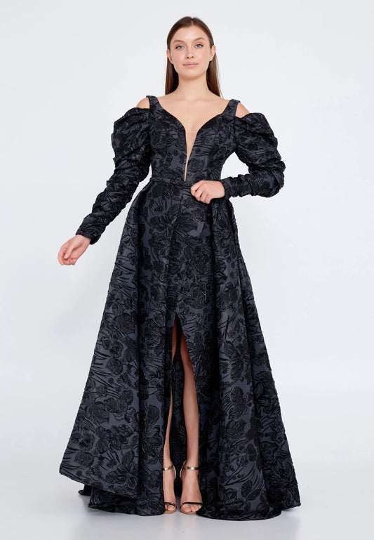 Long Sleeve Maxi Regular Crepe Gown Prom Dress Unit Price: $79.00