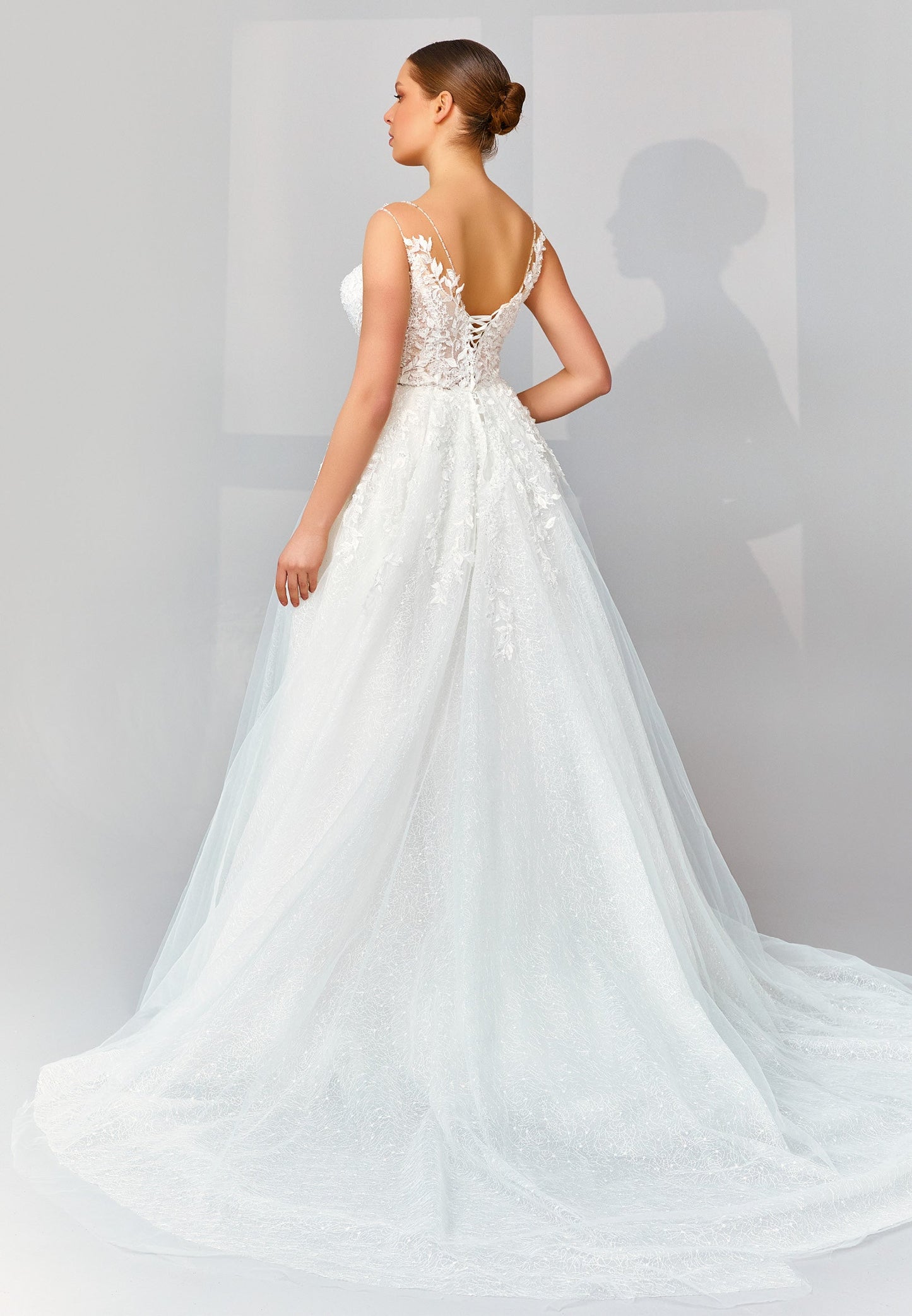 Sleeveless Maxi Tulle Regular Wedding Dress Ecru - Unit Price: 484$