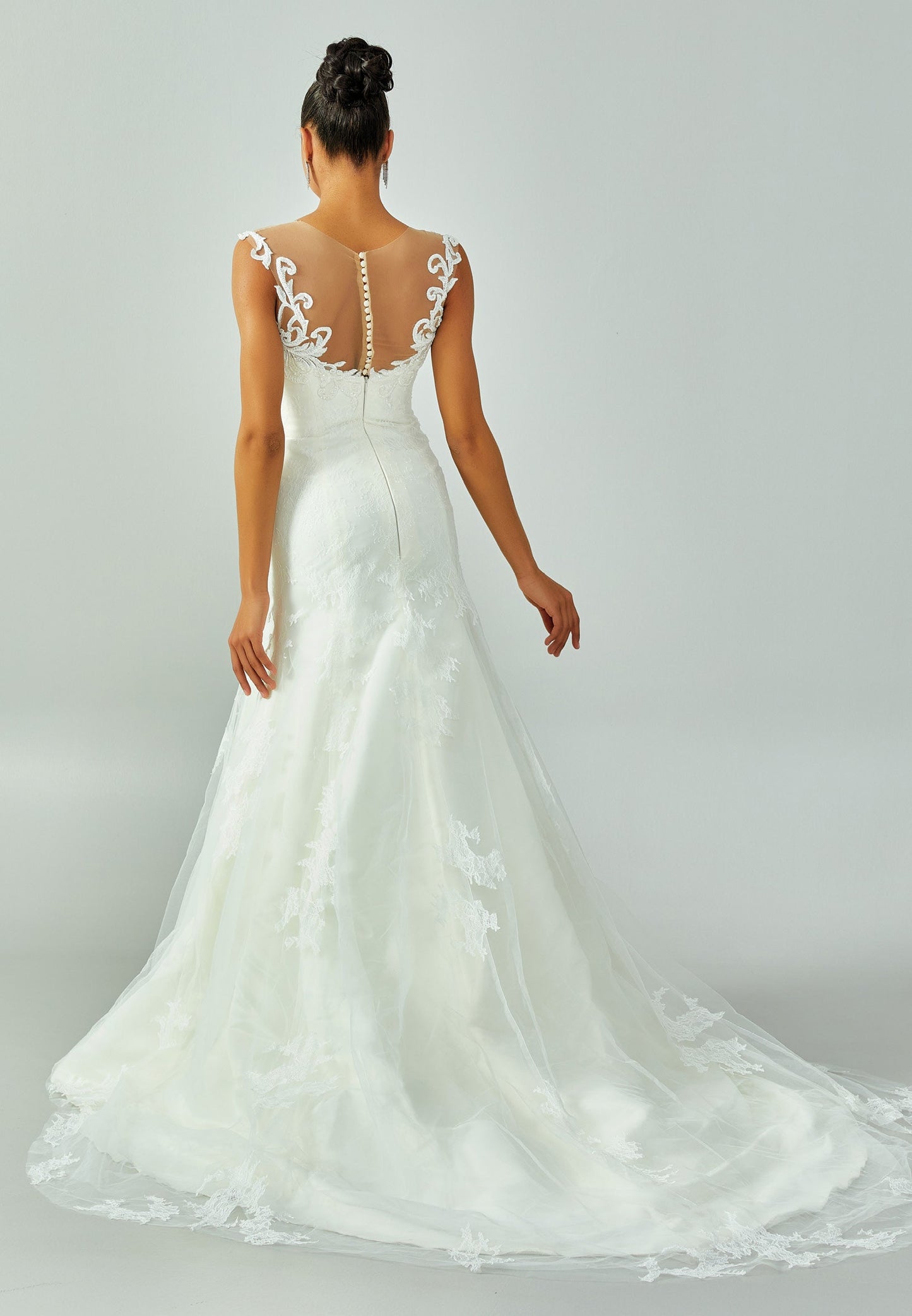 Sleeveless Maxi Lace Regular Wedding Dress White - Unit Price: 403$