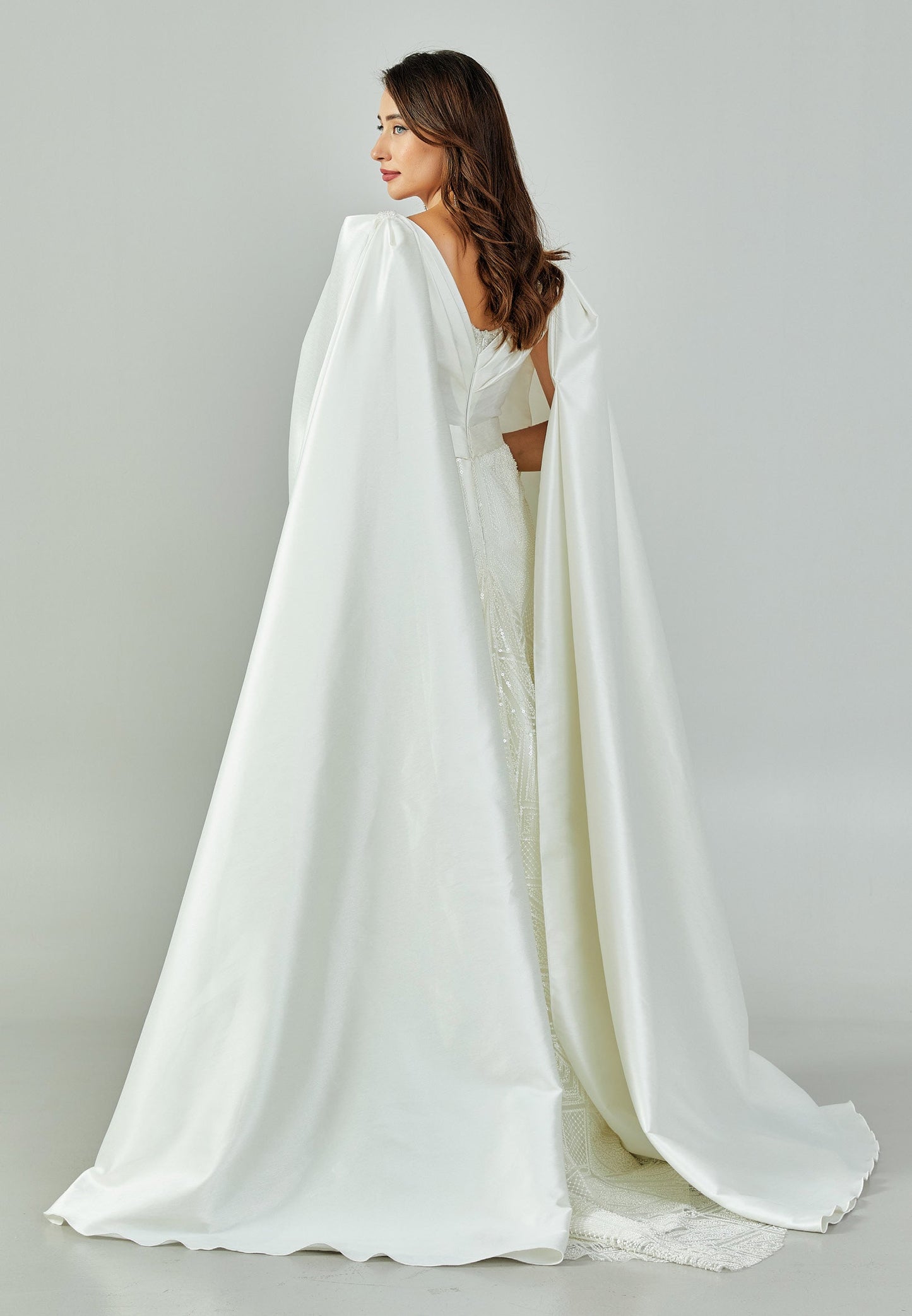 Sleeveless Maxi Satin Regular Wedding Dress Ecru - Unit Price: 510$