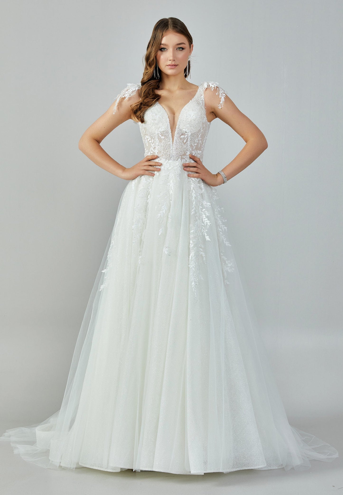 Sleeveless Maxi Tulle Regular Wedding Dress Ecru - Unit Price: 458$