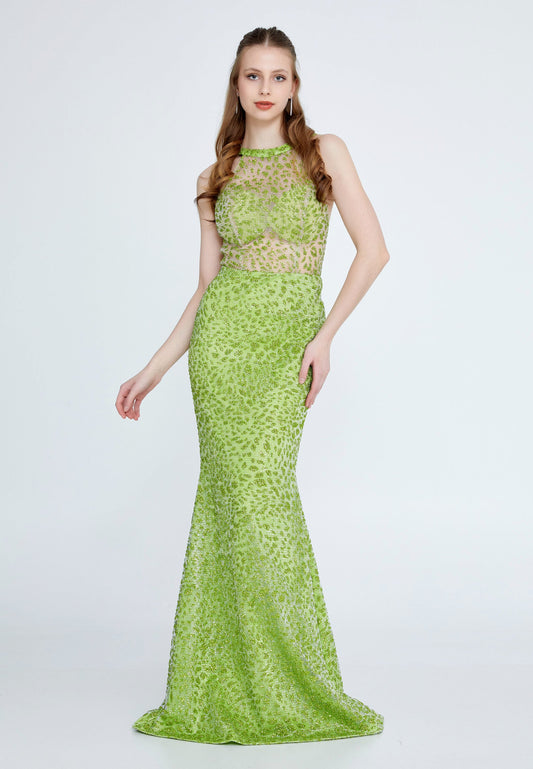 Sleeveless Maxi Sequin Mermaid Regular Wedding Guest Dress Green - Unit Price: 40$