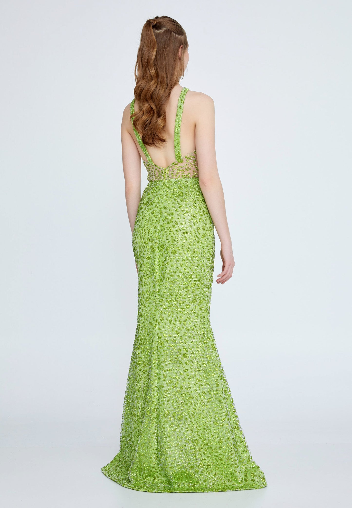 Sleeveless Maxi Sequin Mermaid Regular Wedding Guest Dress Green - Unit Price: 40$