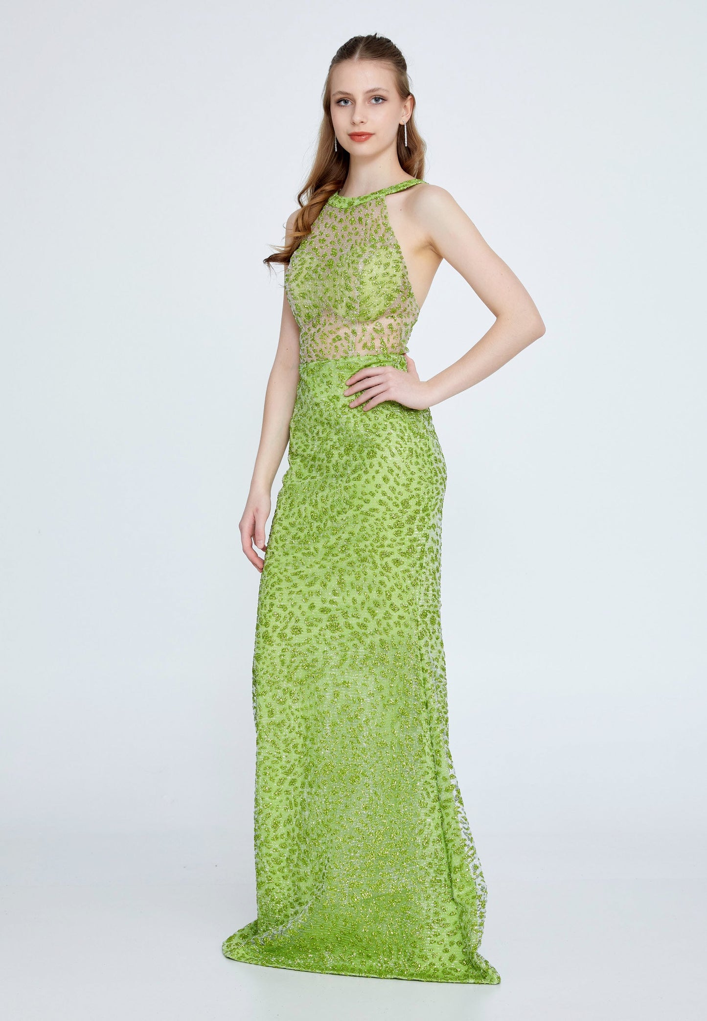 Sleeveless Maxi Sequin Mermaid Regular Wedding Guest Dress Green - Unit Price: 40$