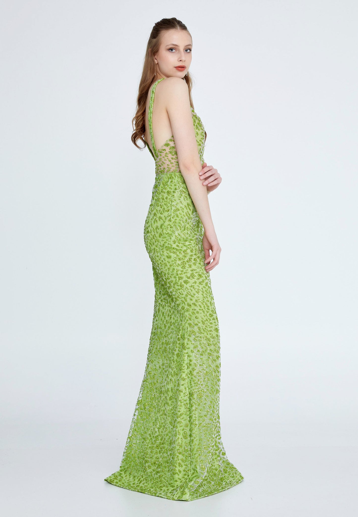 Sleeveless Maxi Sequin Mermaid Regular Wedding Guest Dress Green - Unit Price: 40$