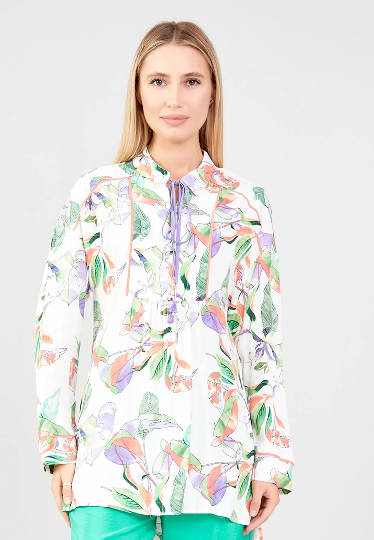 Long Sleeve Floral Regular Blouse Unit Price: $16.00