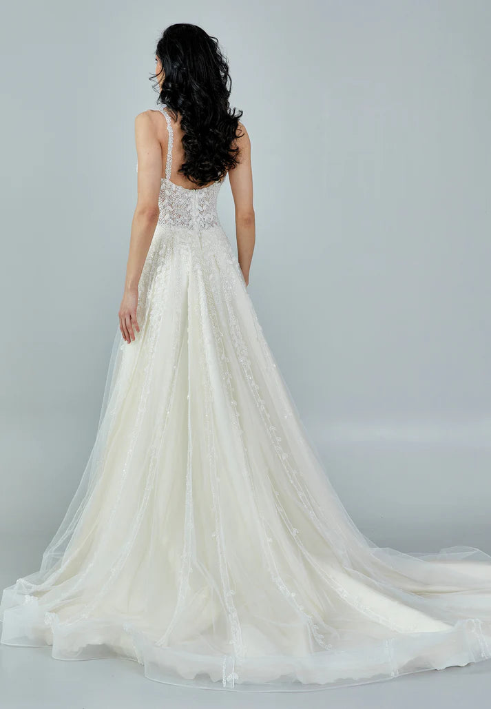 Sleeveless Maxi Tulle Regular Wedding Dress Ecru - Unit Price: 659$