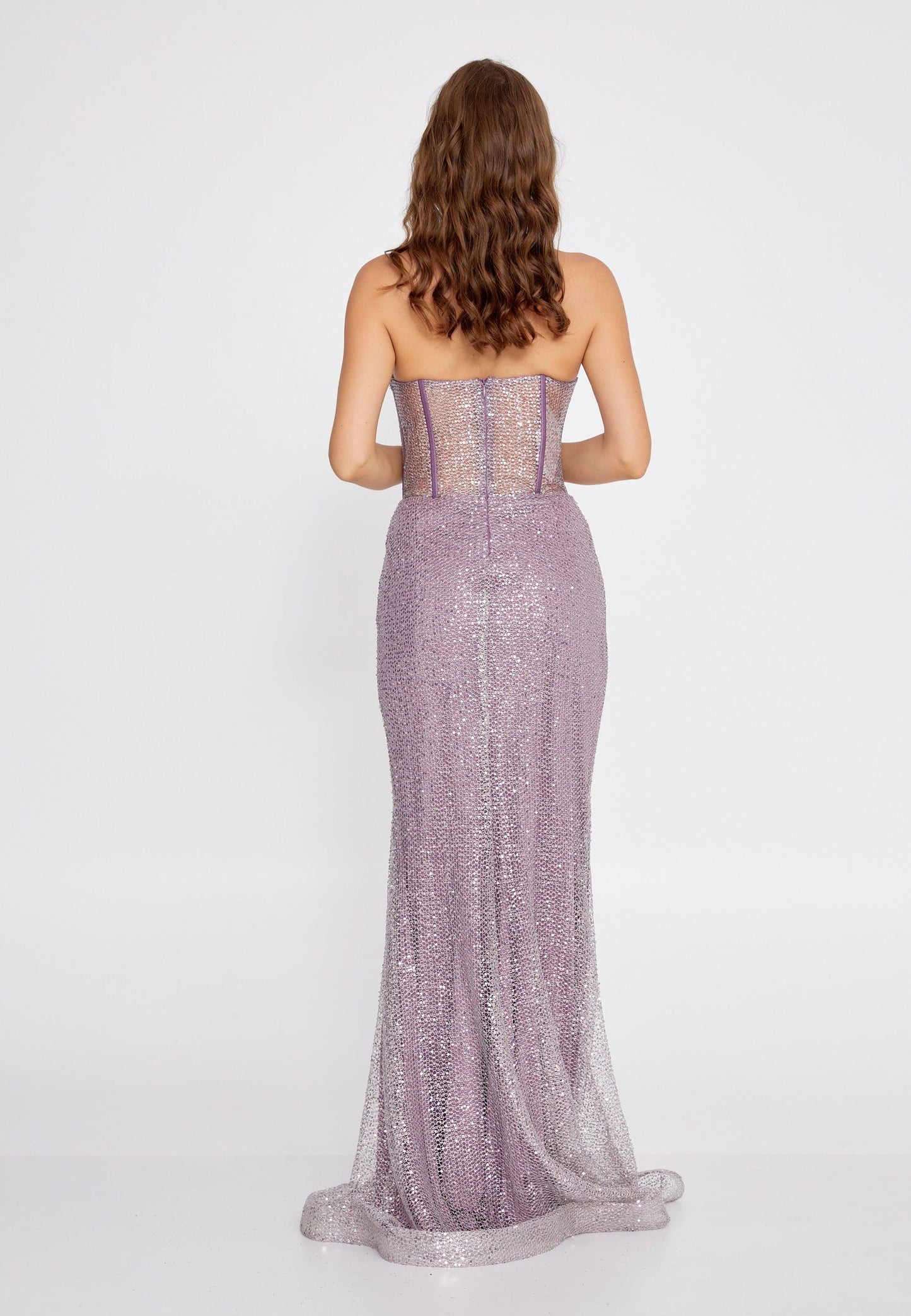 Strapless Maxi Sequin Mermaid Regular Wedding Guest Dress Lavender - Unit Price: 70$