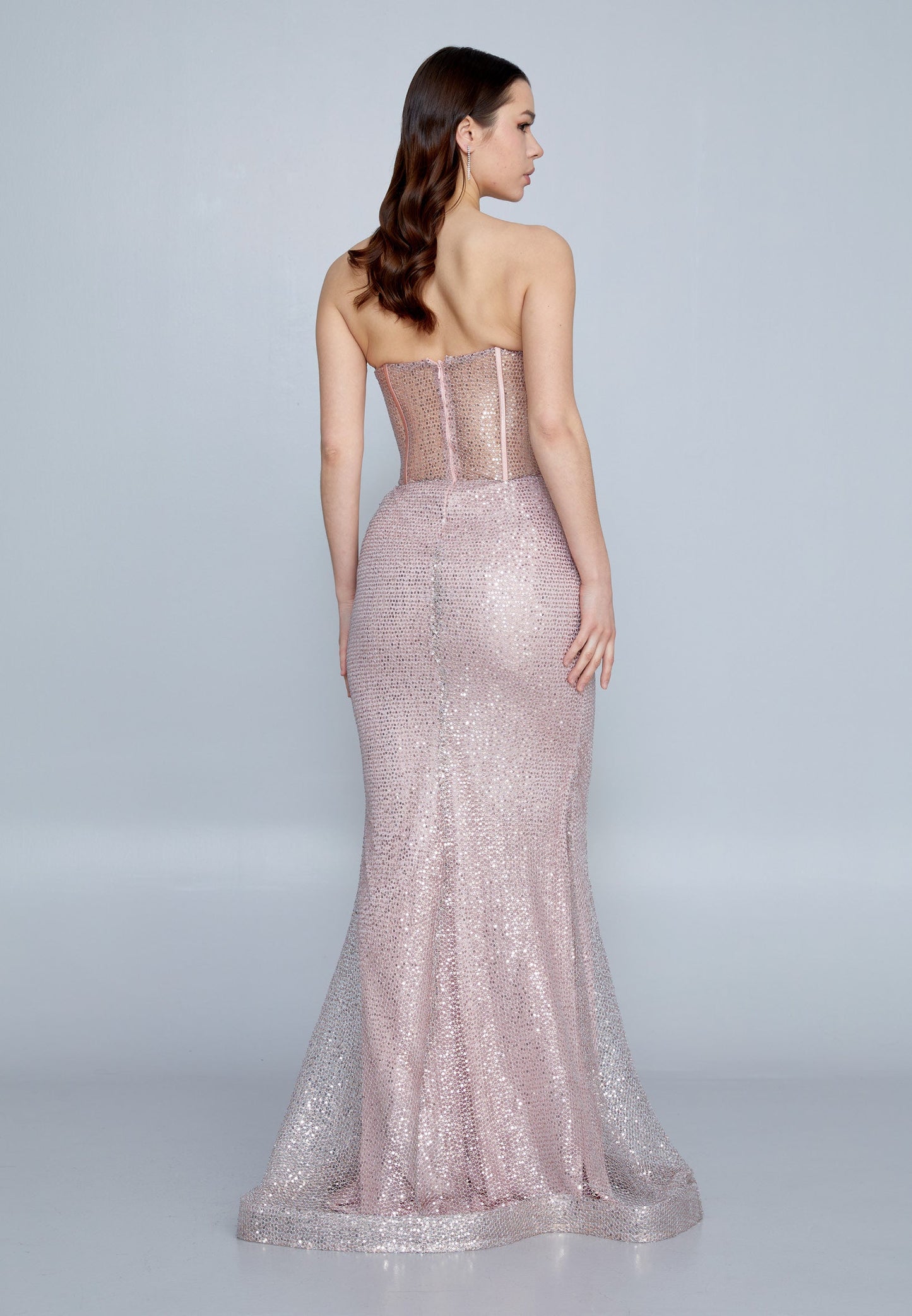 Strapless Maxi Sequin Mermaid Regular Wedding Guest Dress Pink - Unit Price: 70$