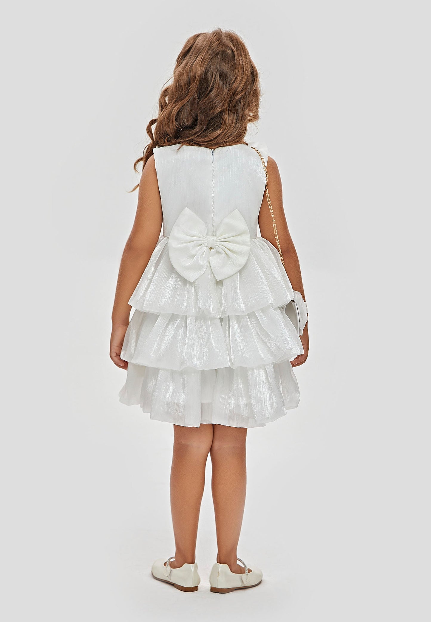 Baby Girl Sleeveless Tulle Solid Color A - Line 4 - 8 Ages Special Occasion Dress White - Unit Price: 32$