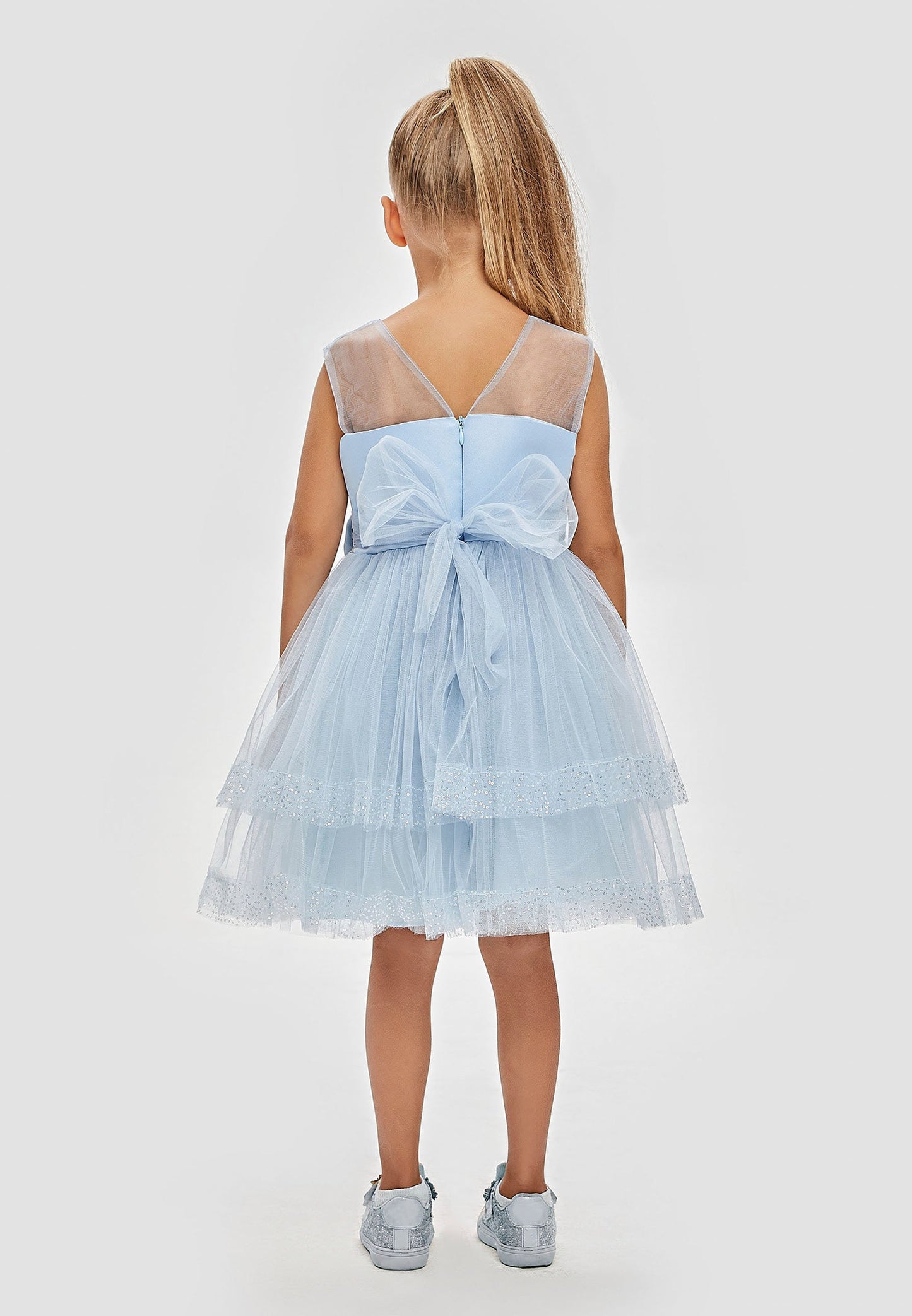 Girl Sleeveless Tulle Solid Color A - Line 1 - 5 Ages Special Occasion Dress Blue - Unit Price:22$