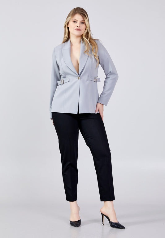 Long Sleeve Polyester Solid Color Plus Size Jacket Grey - Unit Price: 31$