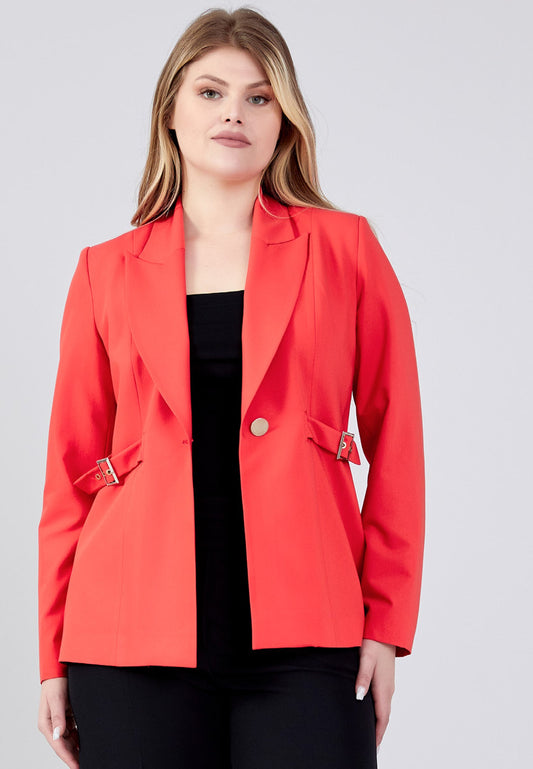 Long Sleeve Polyester Solid Color Plus Size Jacket Orange - Unit Price: 31$