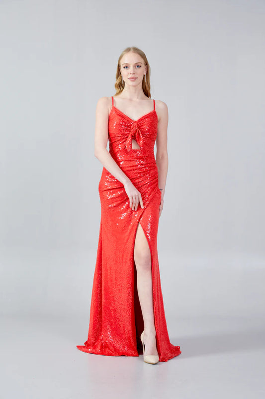 Sleeveless Maxi Sequin Mermaid Regular Wedding Guest Dress Red - Unit Price: 60$