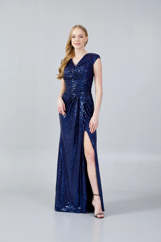 Sleeveless Maxi Sequin Mermaid Regular Wedding Guest Dress Navy - Unit Price: 57$