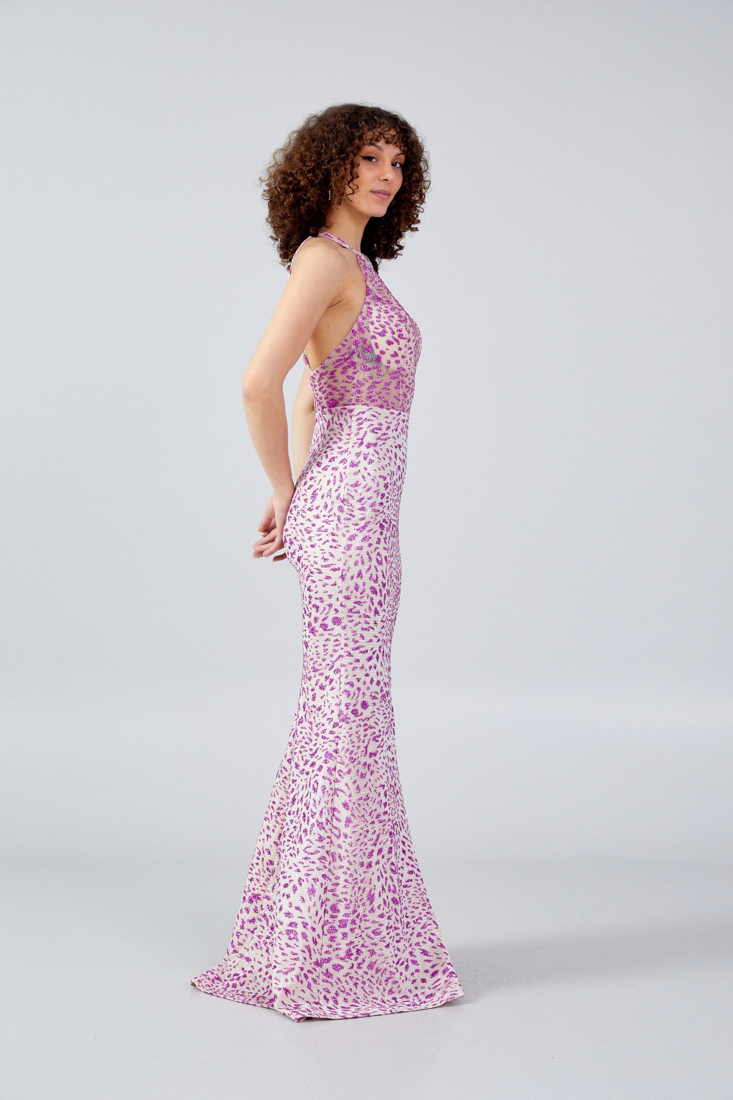 Sleeveless Maxi Sequin Mermaid Regular Wedding Guest Dress Fuchsia-Beige - Unit Price: 40$