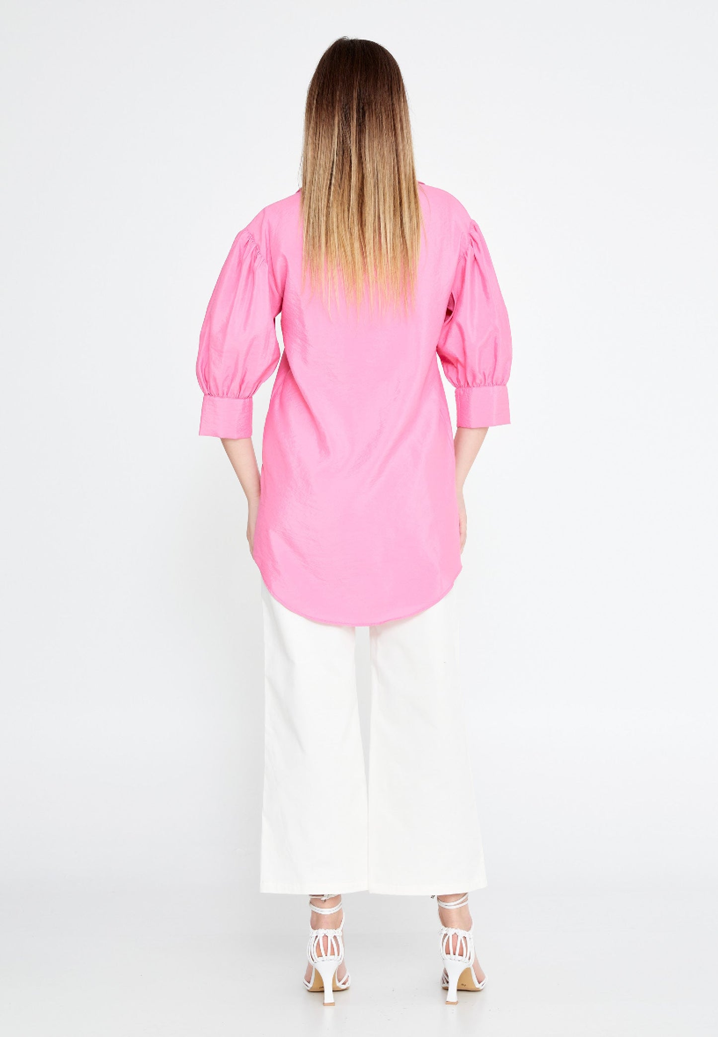 Mid-Length Solid Color Regular Tunic Pink - Unit Price: 25$