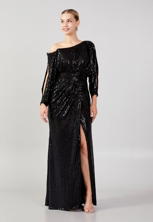 Mid-Length Maxi Sequin Column Plus Size Wedding Guest Dress Black - Unit Price: 110$