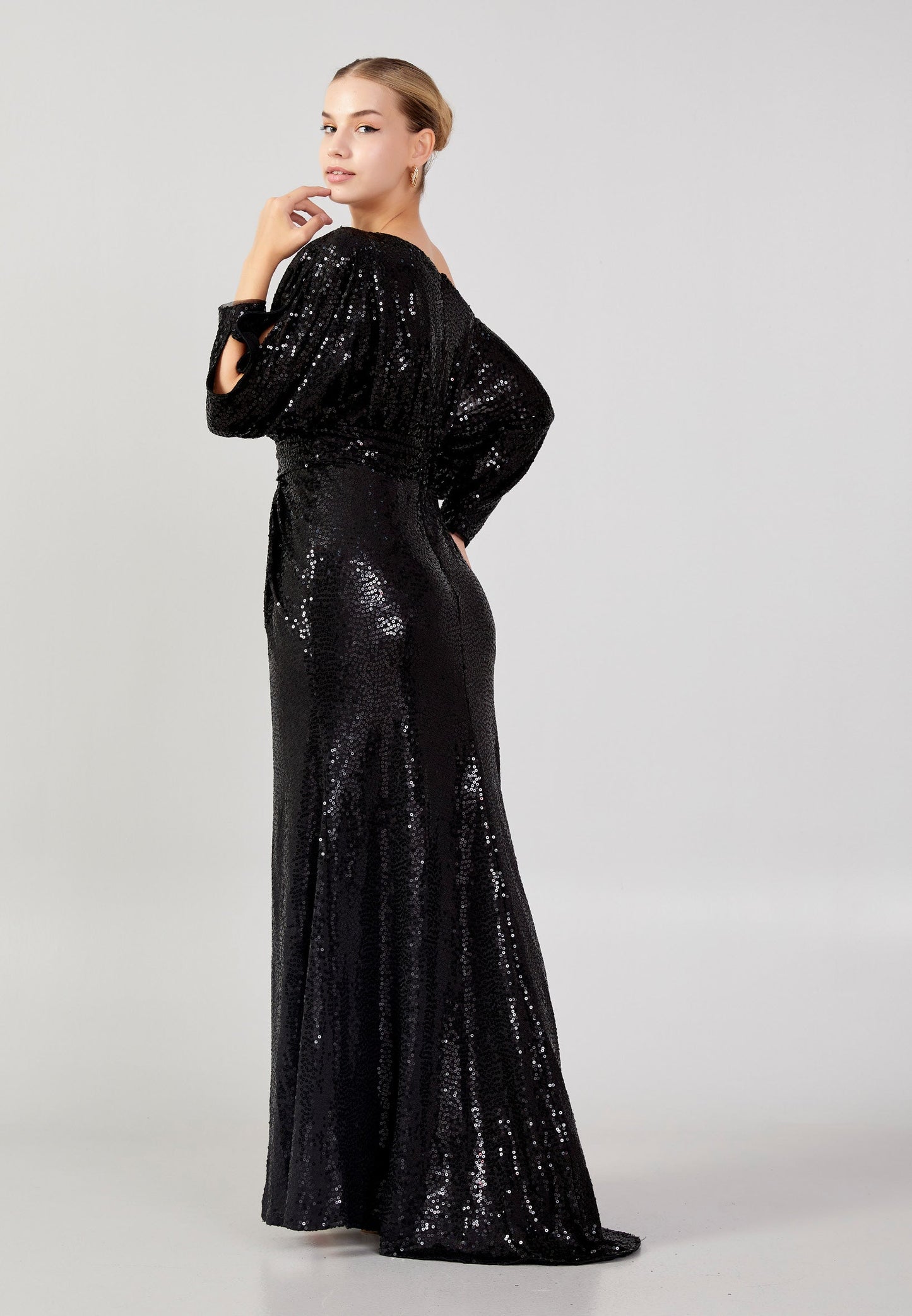 Mid-Length Maxi Sequin Column Plus Size Wedding Guest Dress Black - Unit Price: 110$