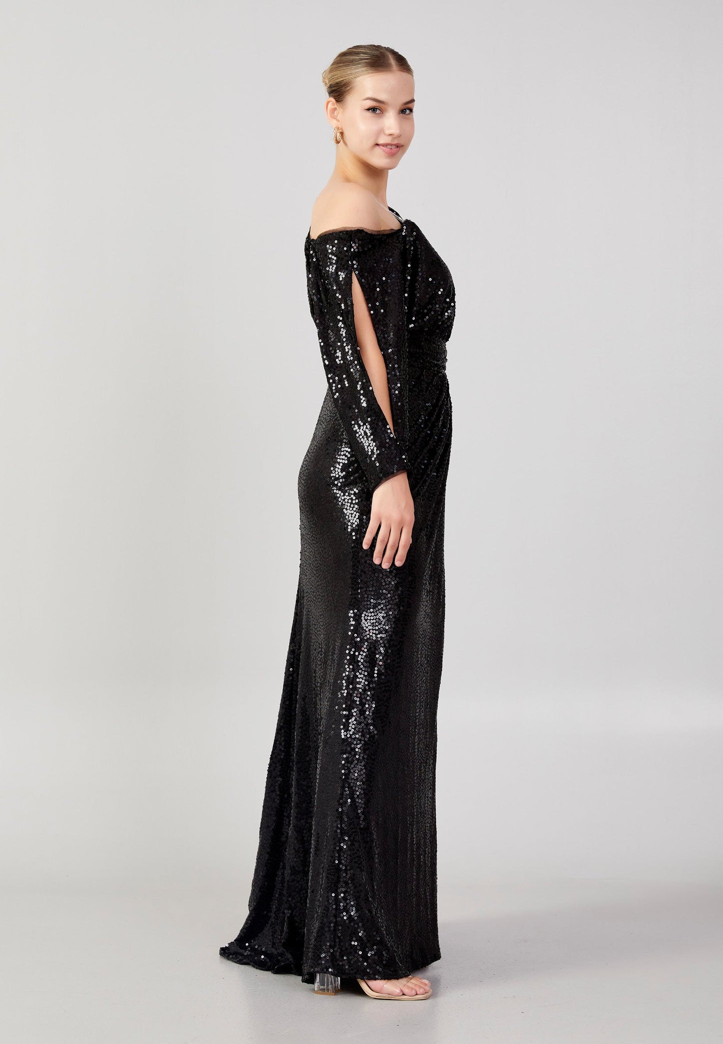 Mid-Length Maxi Sequin Column Plus Size Wedding Guest Dress Black - Unit Price: 110$