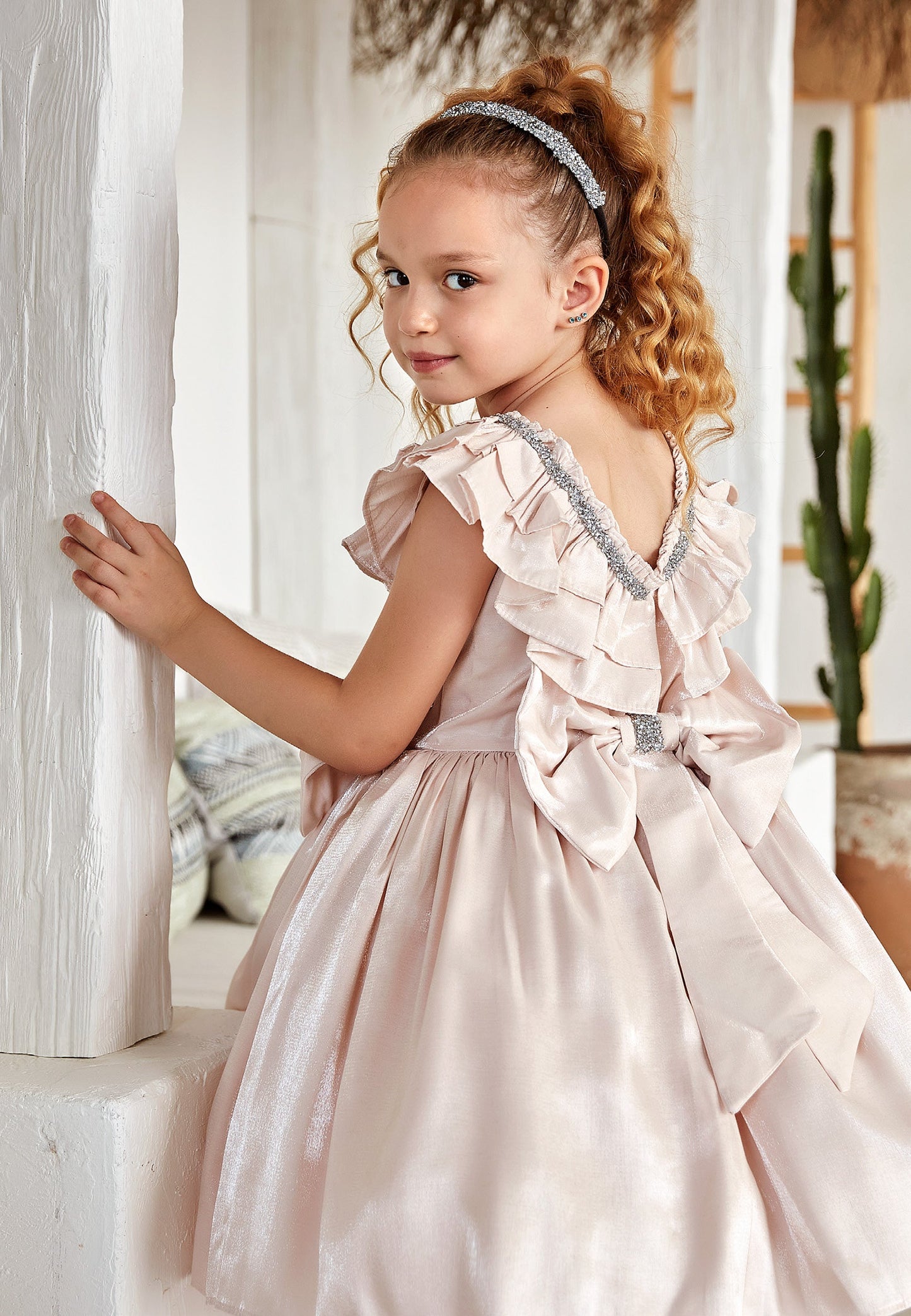 Baby Girl Sleeveless Poplin Solid Color A - Line 4 - 11 Ages Special Occasion Dress Pink - Unit Price: 34$