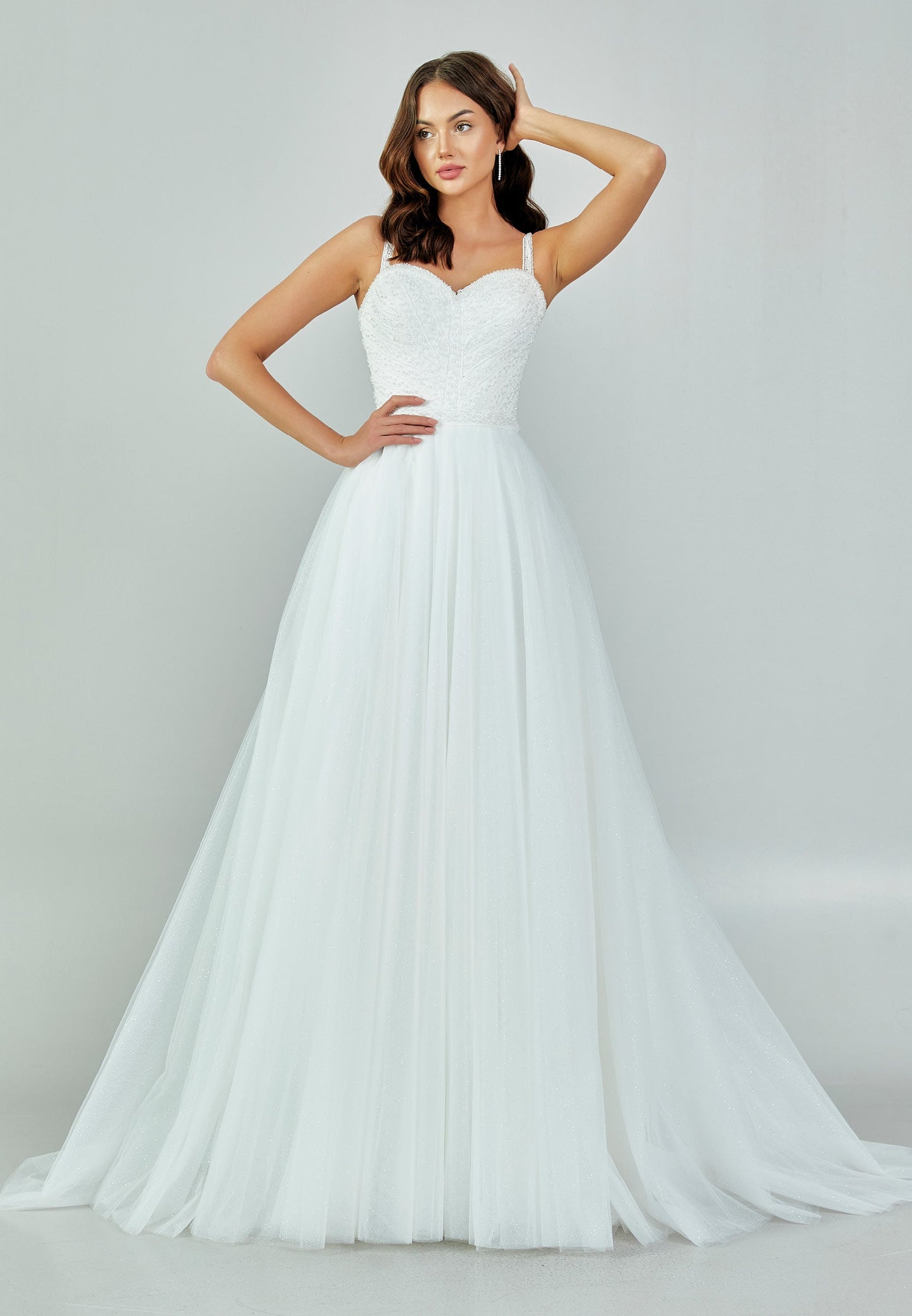 Sleeveless Maxi Tulle Regular Wedding Dress Ecru - Unit Price: 191$