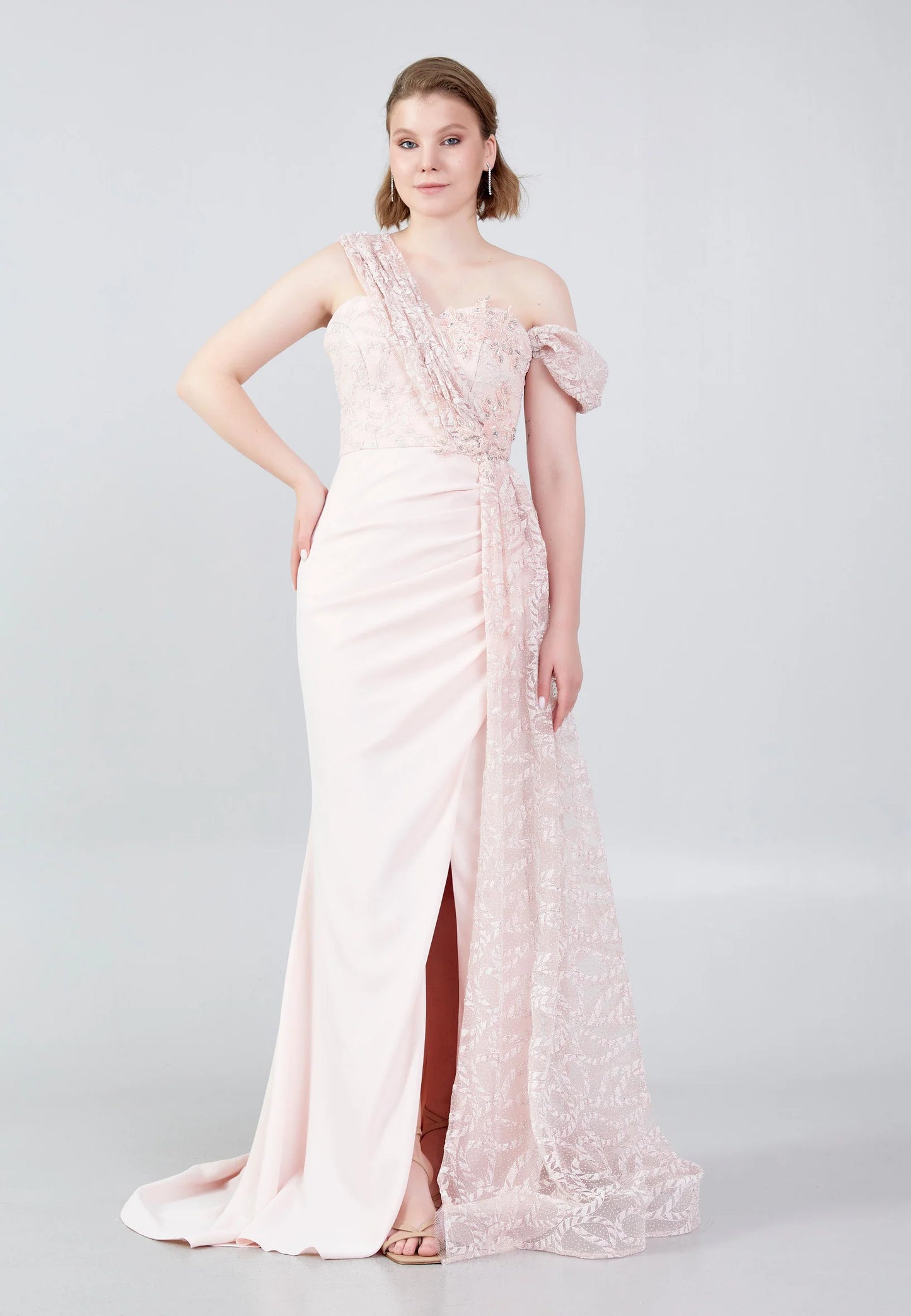 One Shoulder Regular Maxi Crepe Mermaid Wedding Guest Dress Unit Price: $71.00