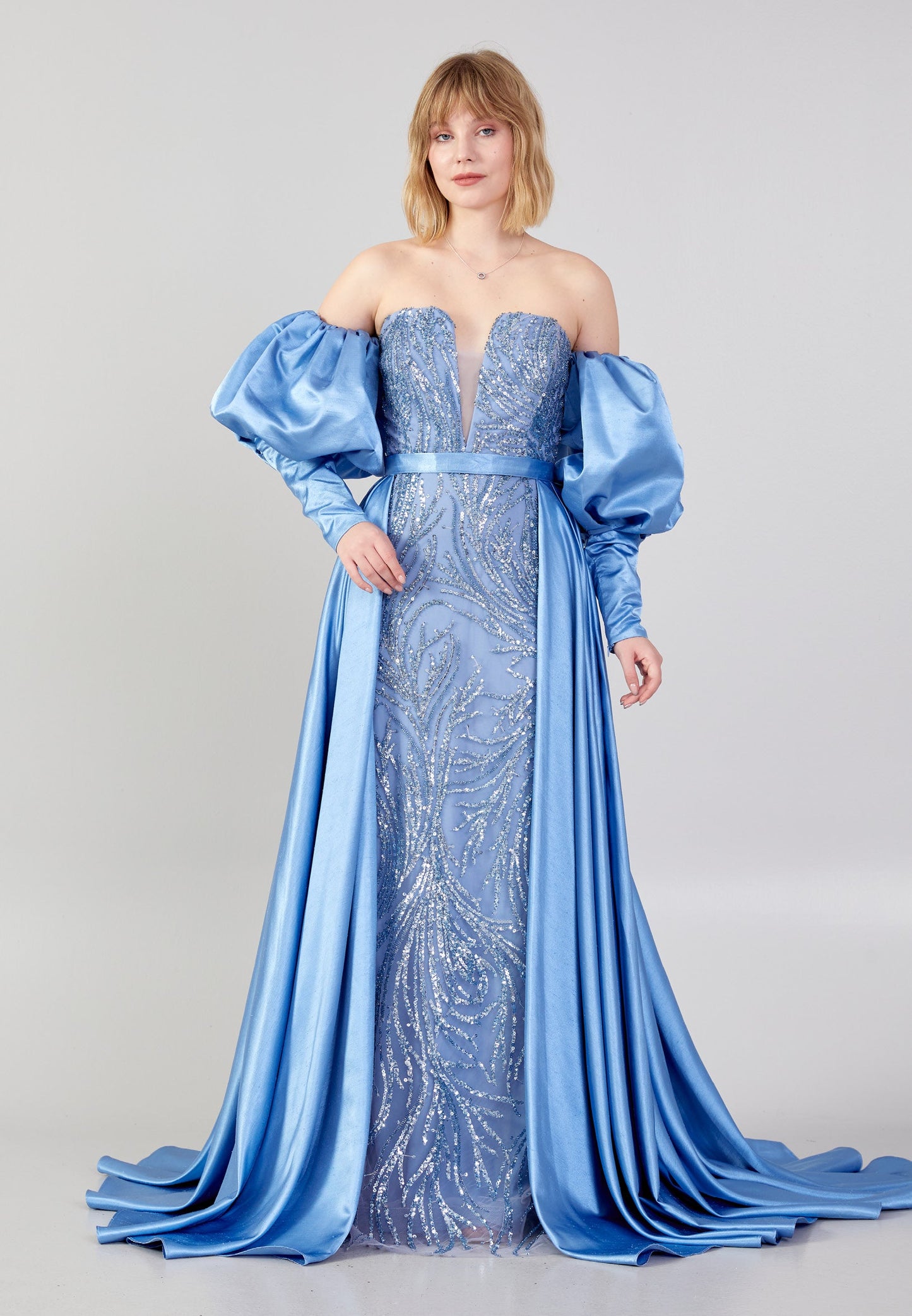 Off Shoulder Maxi Sequin Mermaid Regular Wedding Guest Dress Indigo - Unit Price: 185$