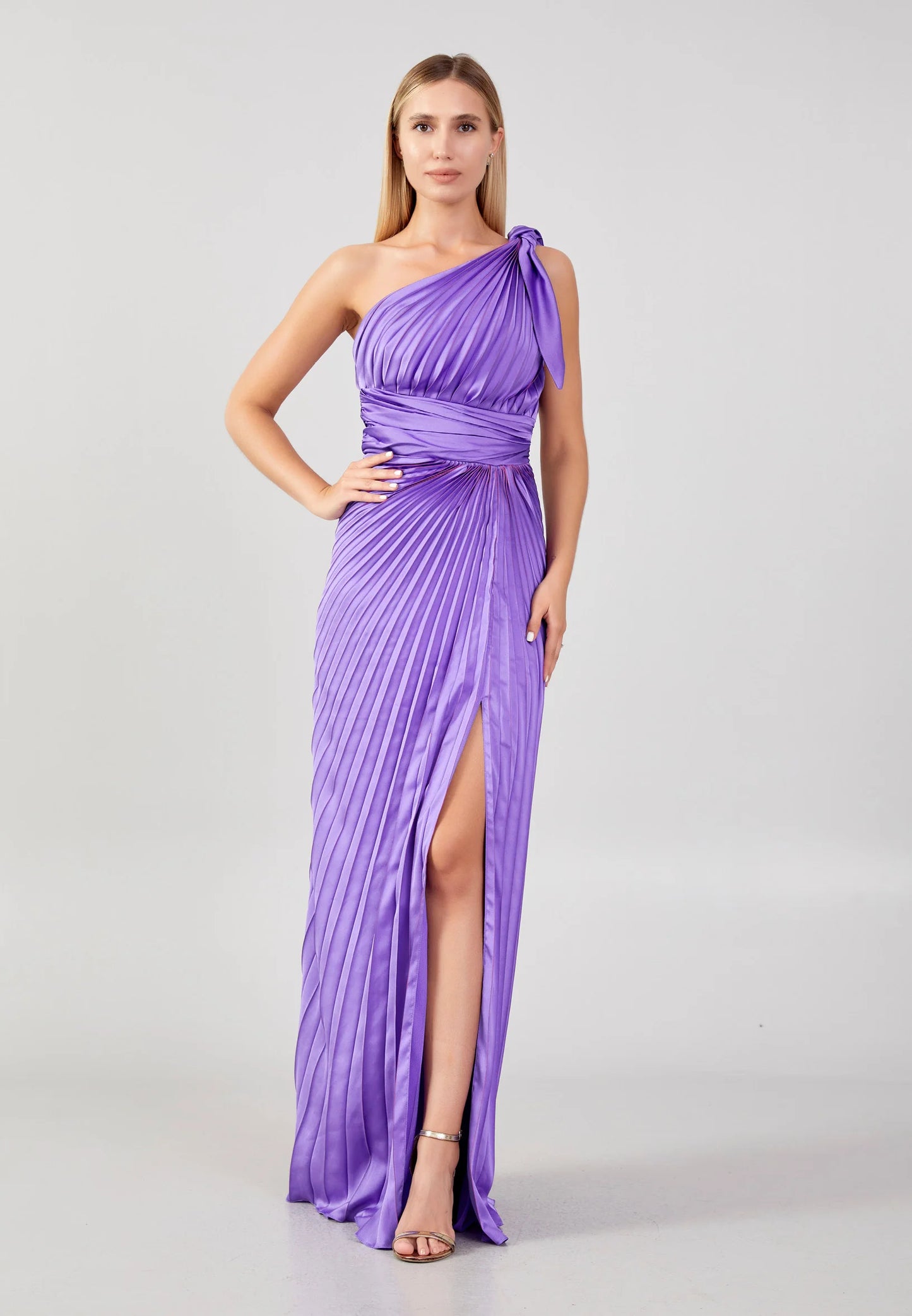 One Shoulder Regular Maxi Satin Column Wedding Guest Dress Unit Price: $82.00