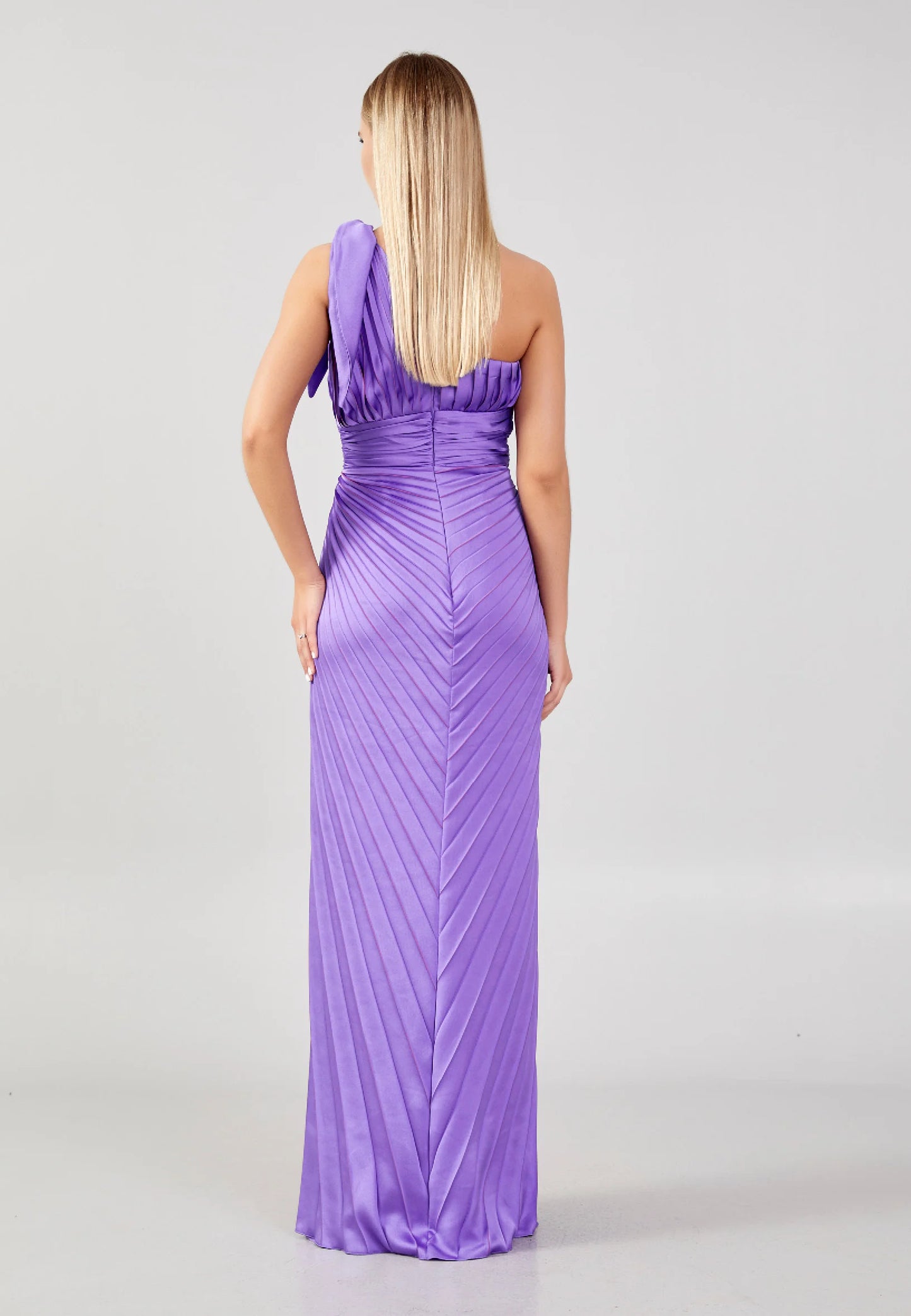 One Shoulder Regular Maxi Satin Column Wedding Guest Dress Unit Price: $82.00