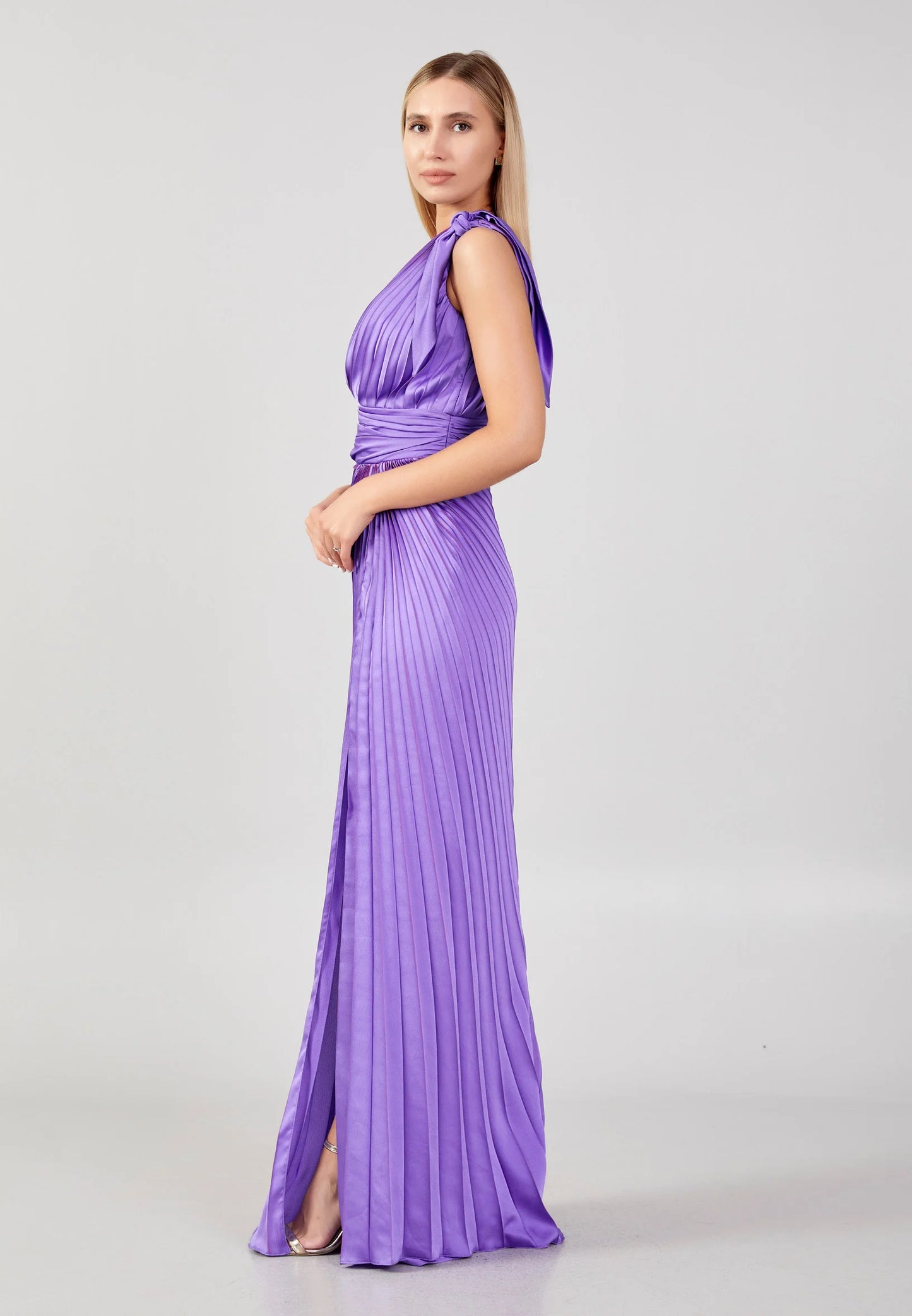 One Shoulder Regular Maxi Satin Column Wedding Guest Dress Unit Price: $82.00