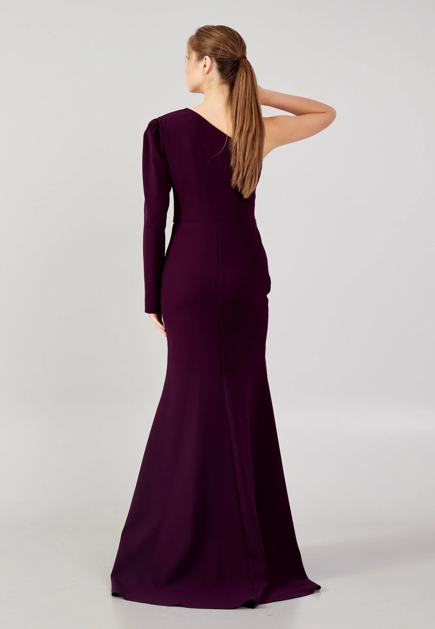 One Shoulder Maxi Mermaid Regular Crepe Wedding Guest Dress Unit Price: $37.00