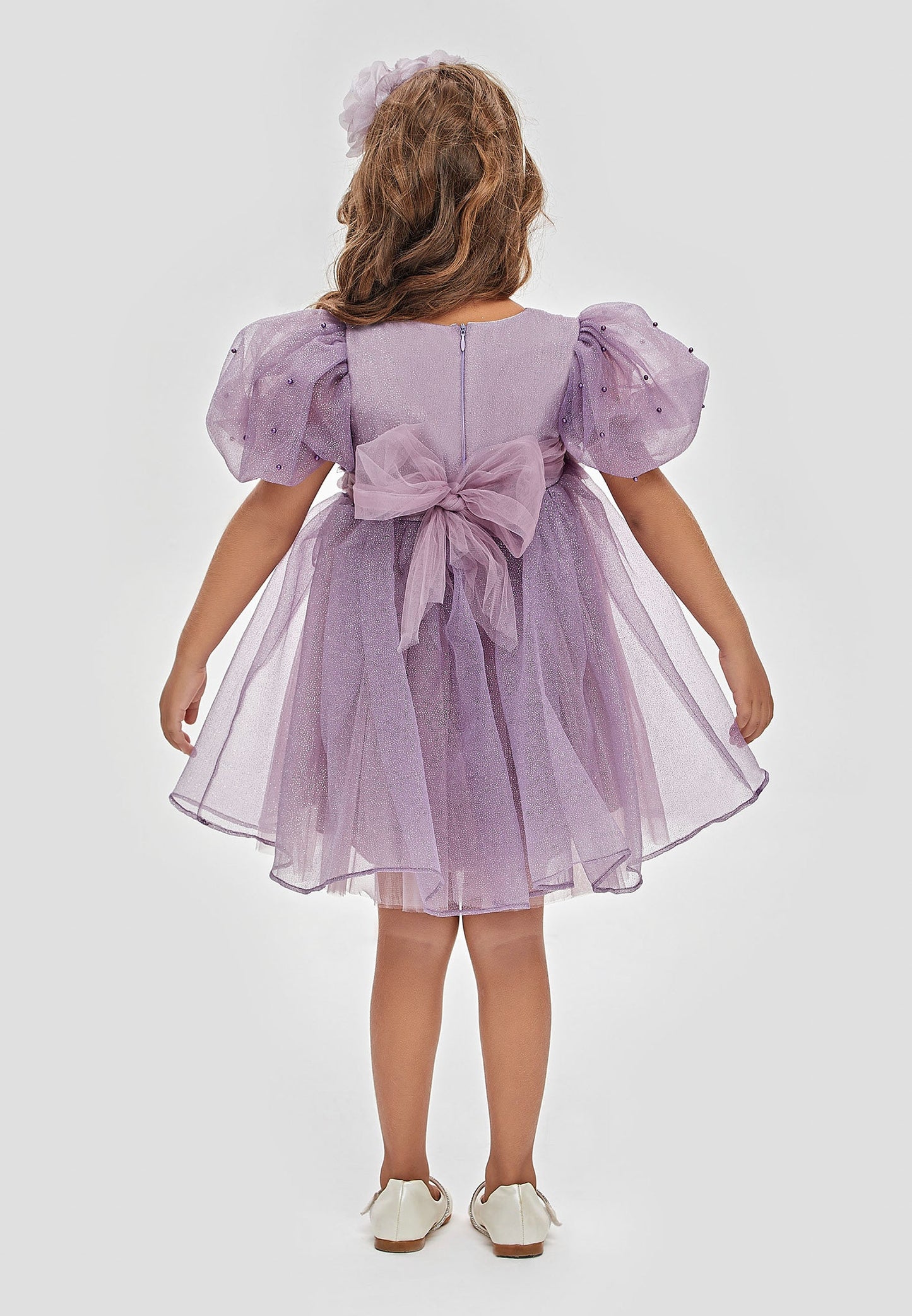 Baby Girl Short Sleeve Tulle Solid Color A - Line 3 - 7 Ages Special Occasion Dress Lilac - Unit Price: 28$