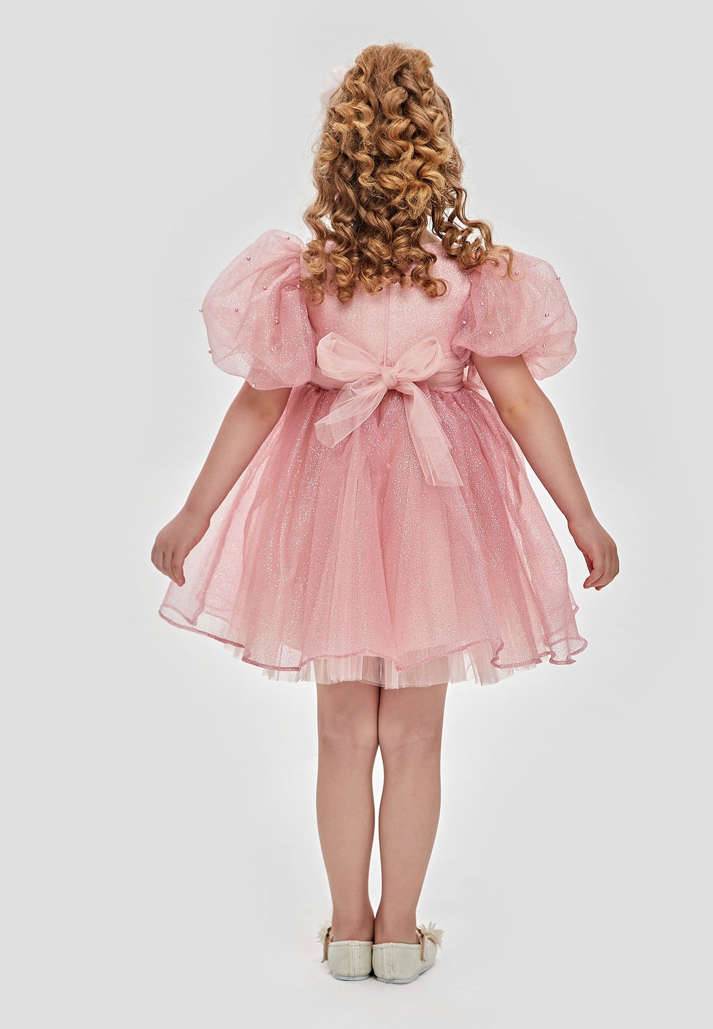 Baby Girl Short Sleeve Tulle Solid Color A - Line 3 - 7 Ages Special Occasion Dress Pink - Unit Price: 28$