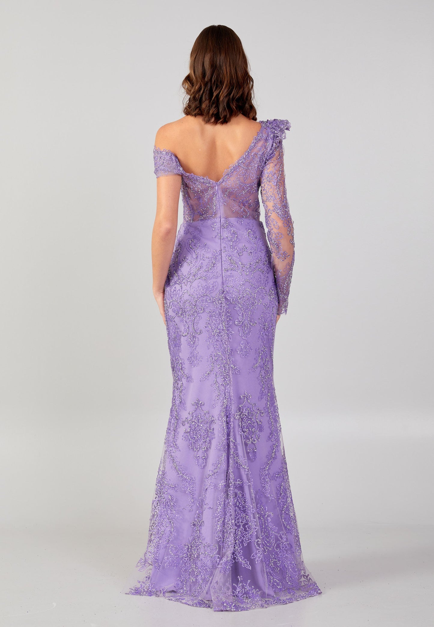 Long Sleeve Maxi Sequin Mermaid Regular Wedding Guest Dress Lavender - Unit Price: 130$