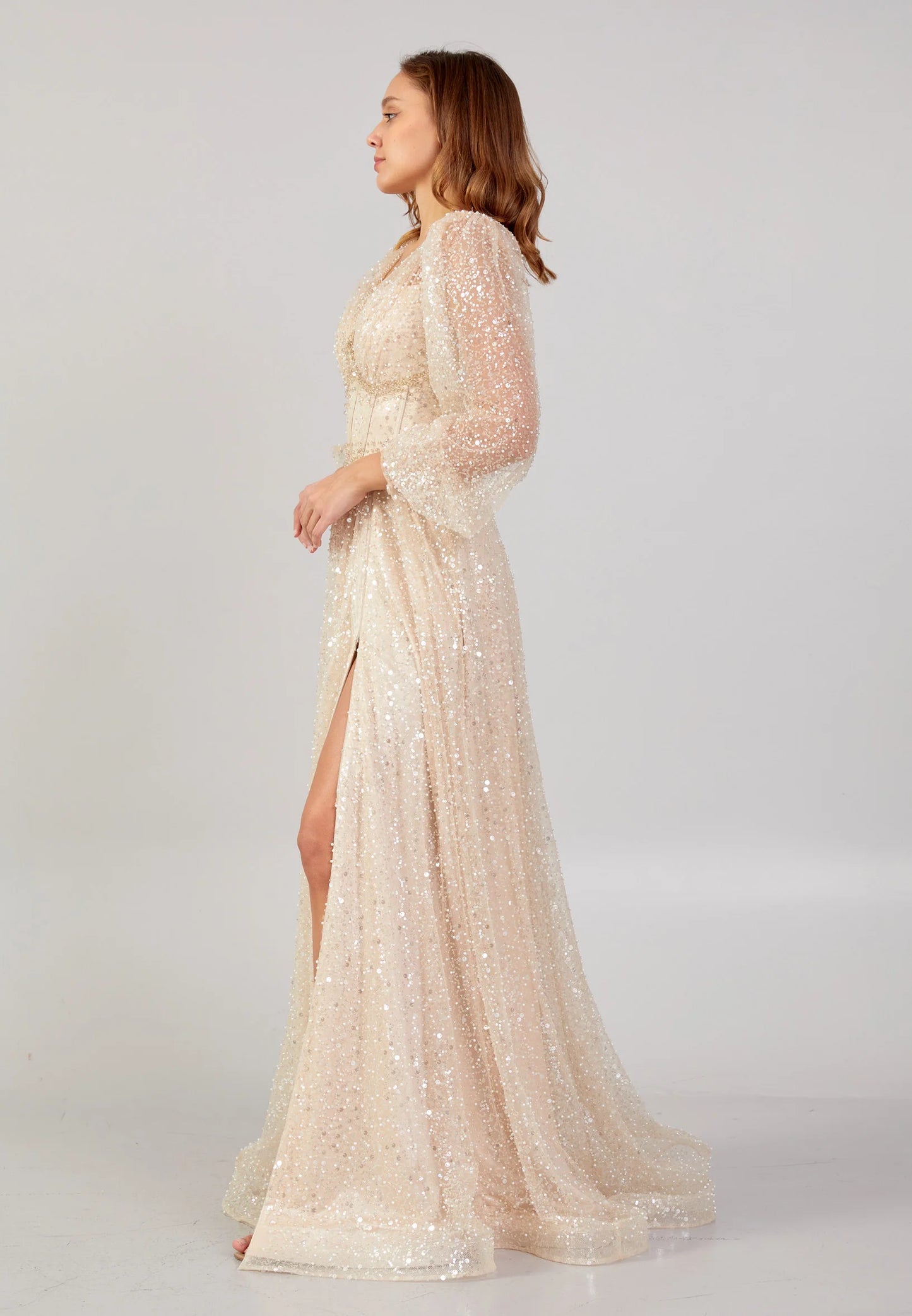 Long Sleeve Maxi Sequin Column Regular Wedding Guest Dress Unit Price: $145.00