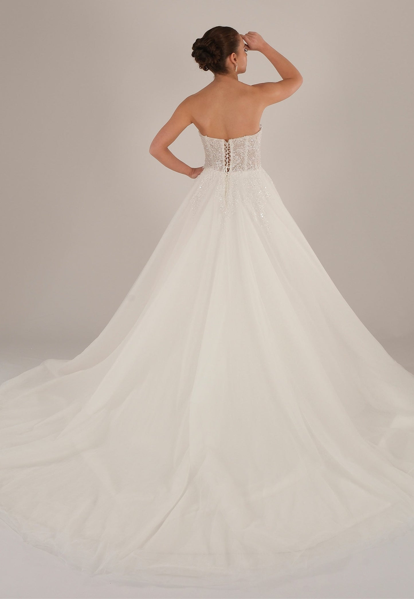 Off Shoulder Maxi Tulle Regular Wedding Dress Ecru - Unit Price: 370$