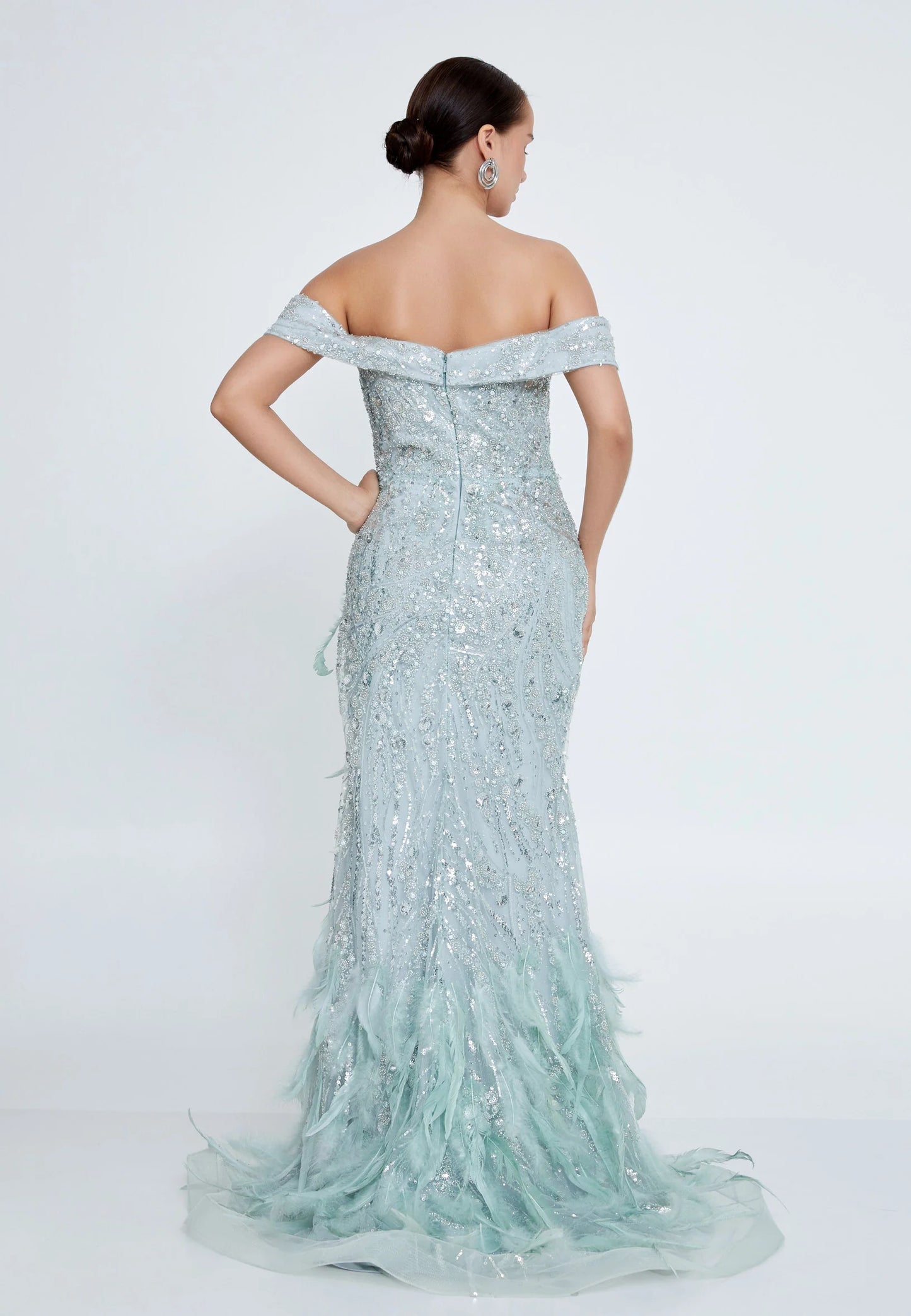 Off Shoulder Maxi Tulle Mermaid Regular Prom Dress Unit Price: $355.00