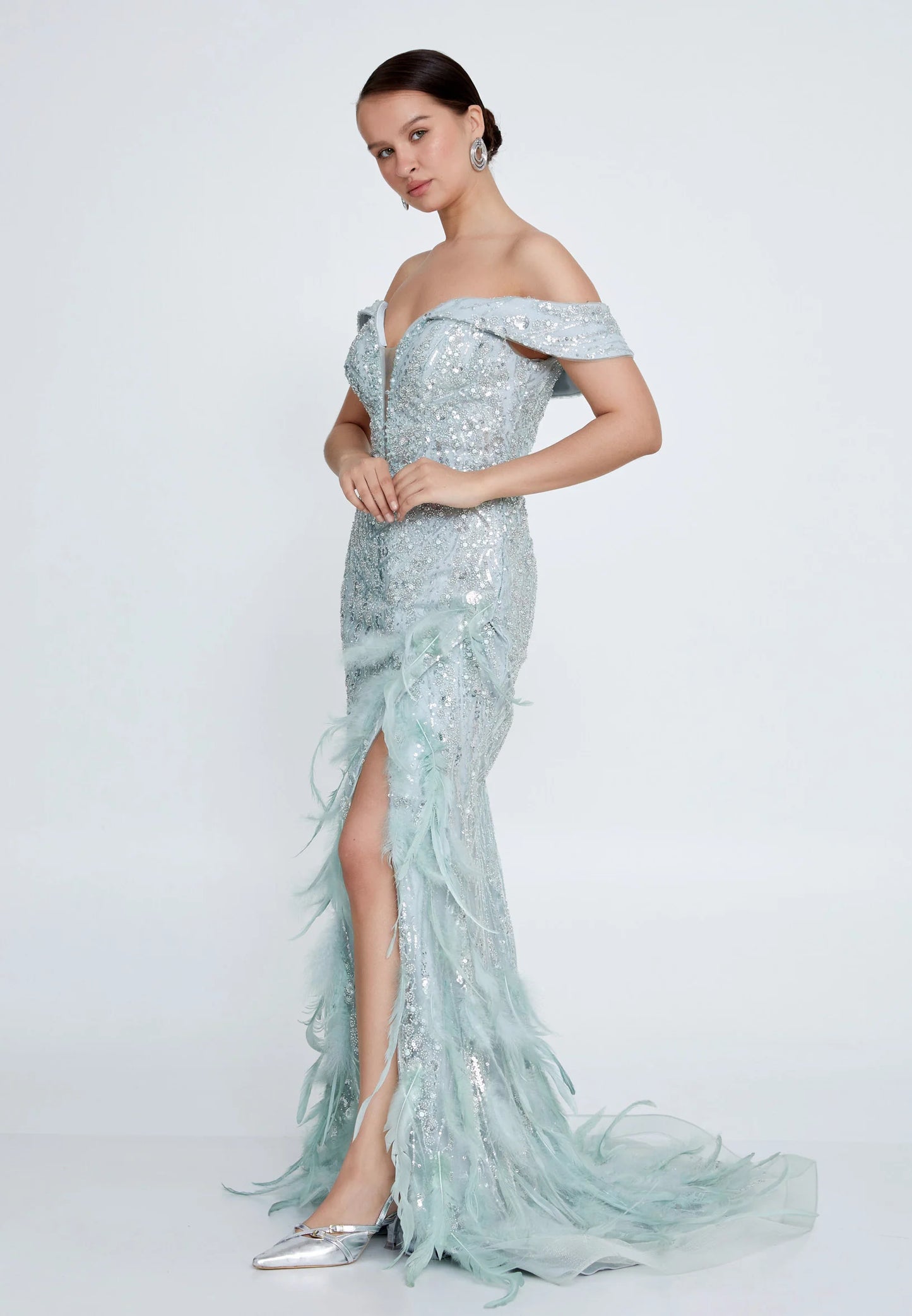 Off Shoulder Maxi Tulle Mermaid Regular Prom Dress Unit Price: $355.00