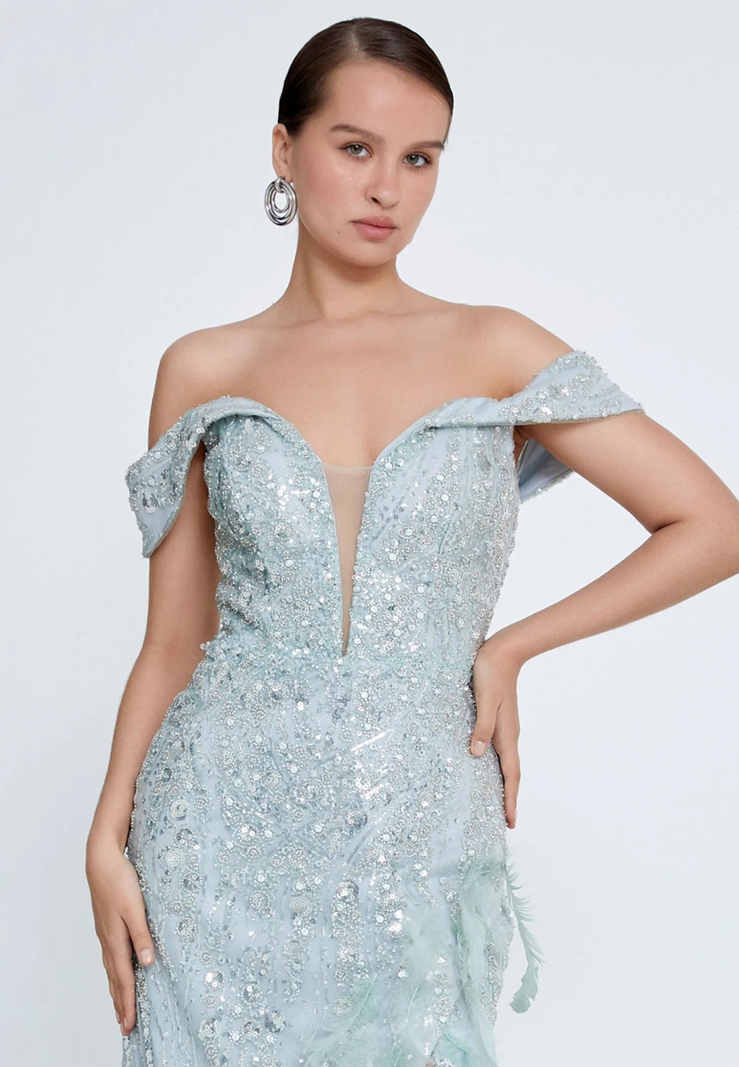 Off Shoulder Maxi Tulle Mermaid Regular Prom Dress Unit Price: $355.00