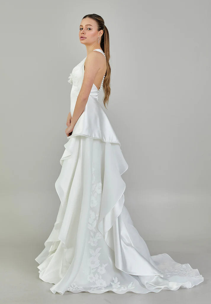 Sleeveless Maxi Satin Regular Wedding Dress White - Unit Price: 646$