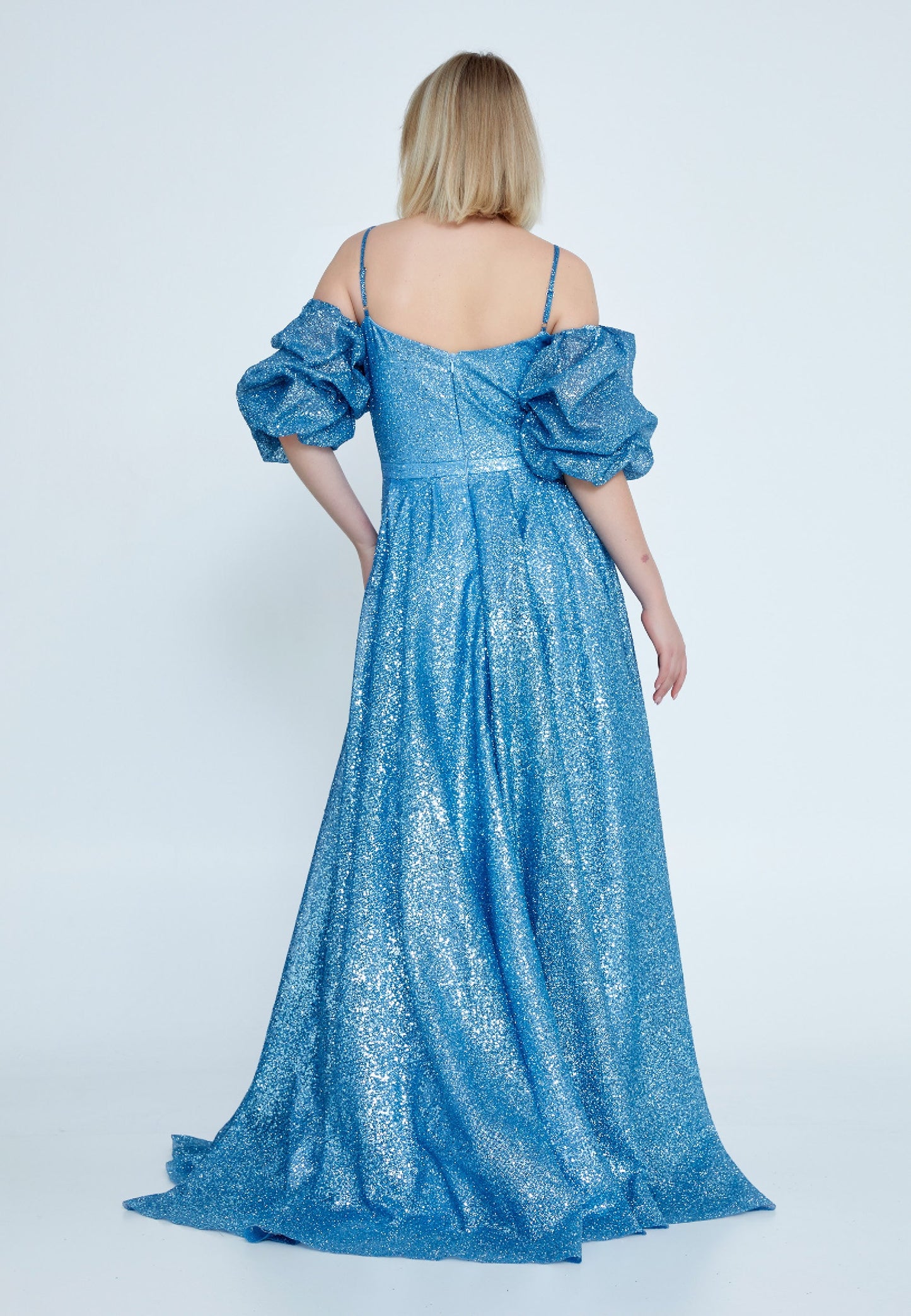 Off Shoulder Maxi Sequin Column Regular Prom Dress Indigo - Unit Price: 89$