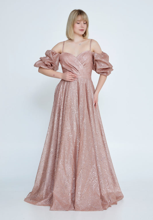 Off Shoulder Maxi Sequin Column Regular Prom Dress Pink - Unit Price: 89$