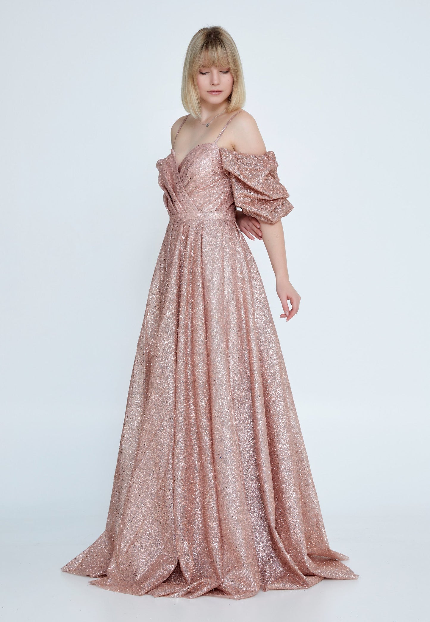 Off Shoulder Maxi Sequin Column Regular Prom Dress Pink - Unit Price: 89$