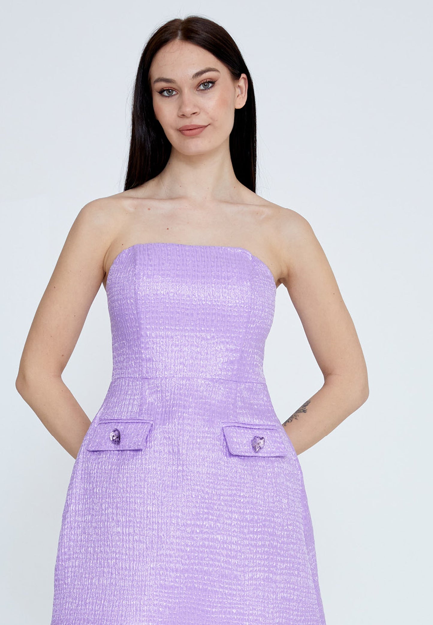 Strapless Mini Polyester Column Regular Cocktail Dress Lilac - Unit Price:36$