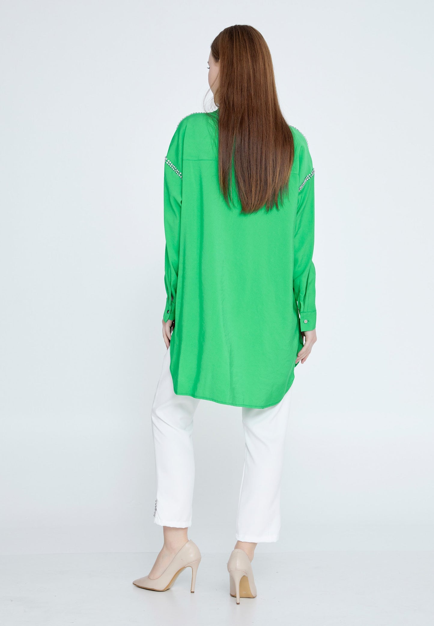 Long Sleeve Solid Color Regular Shirt Green - Unit Price: 53$