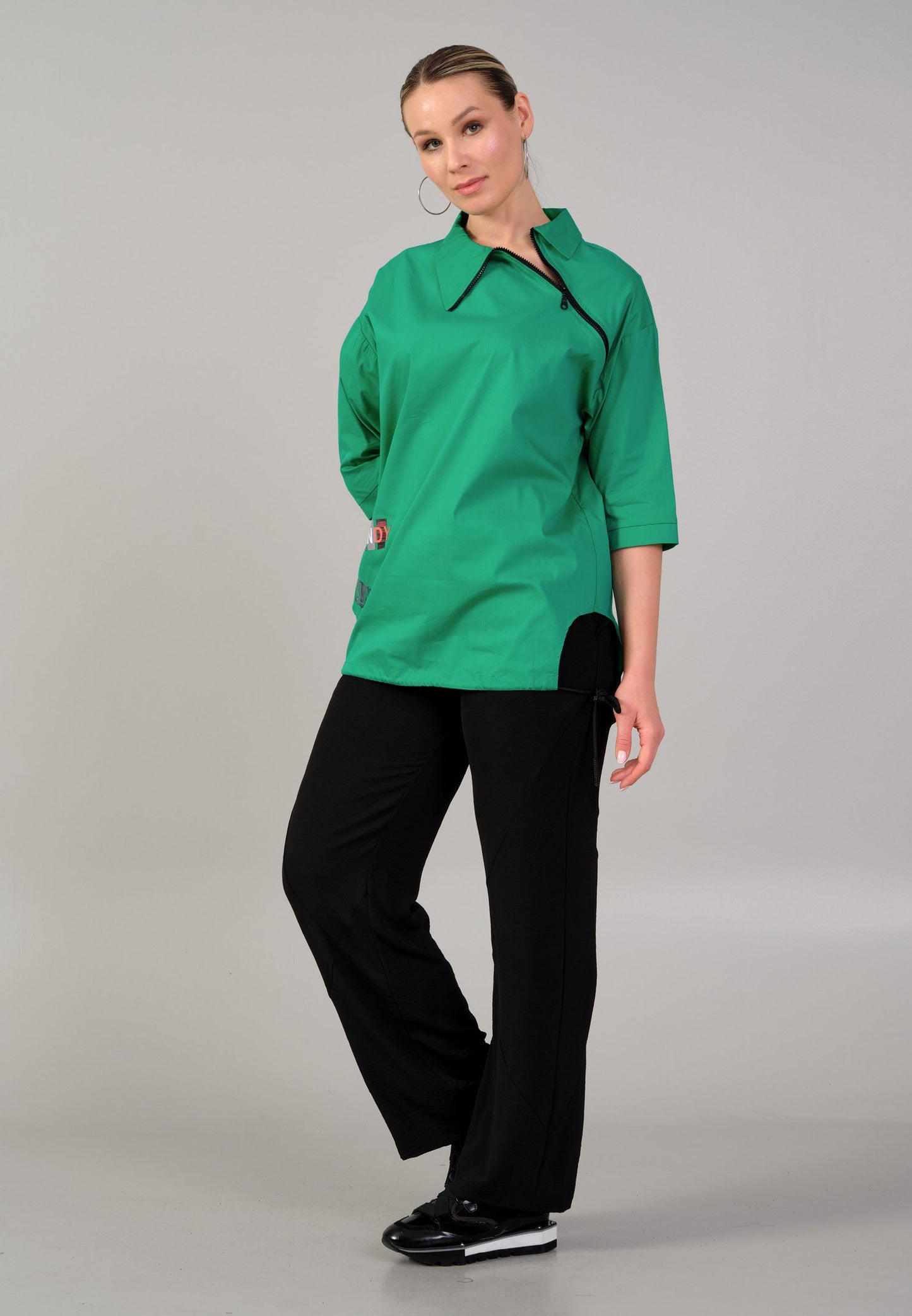 Mid-Length Printed Plus Size Blouse Green - Unit Price: 20$